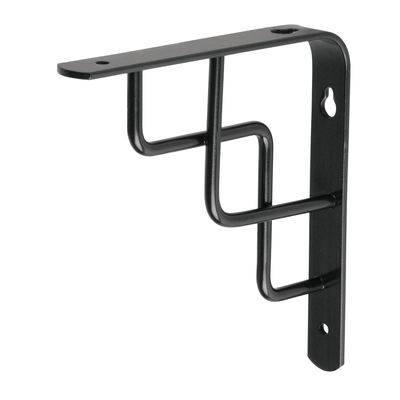 Ménsula reforzada negra diseño escalera, 6 x 6'