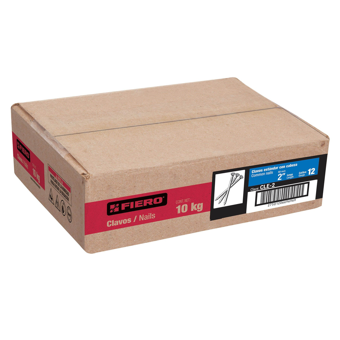 Clavo estándar 2' con cabeza, caja con 10 kg