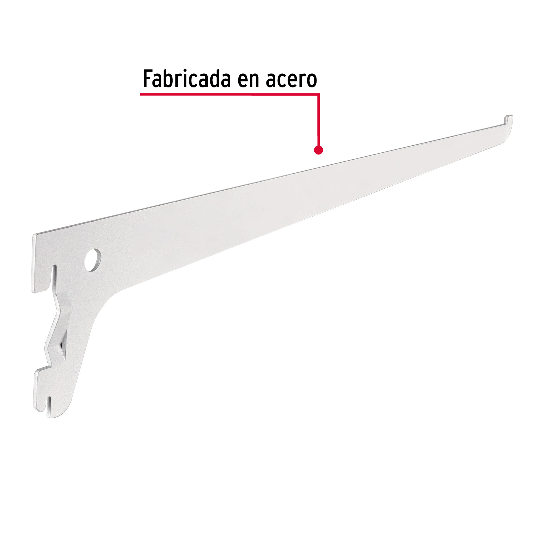 Ménsula plana blanca para cremallera sencilla, 30cm