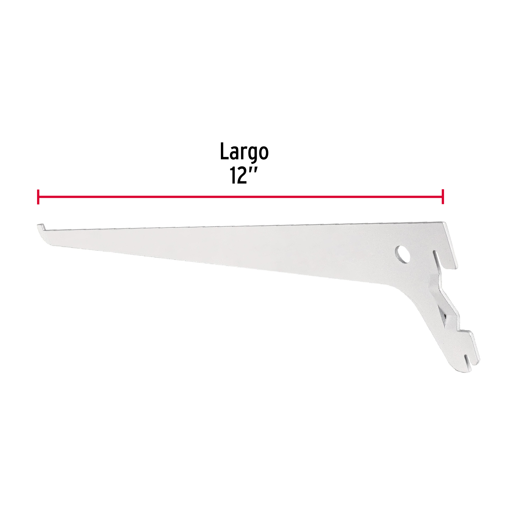 Ménsula plana blanca para cremallera sencilla, 30cm