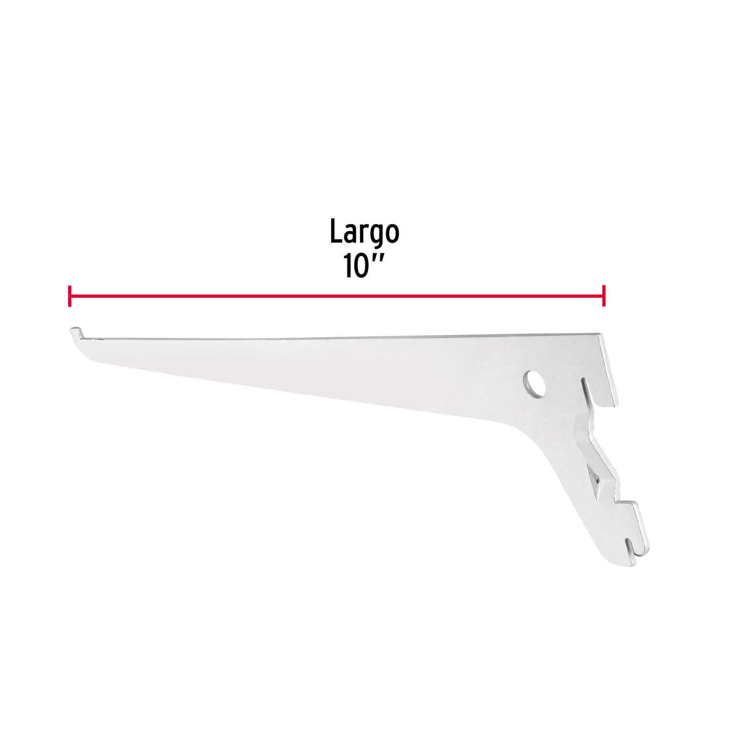 Ménsula plana blanca para cremallera sencilla, 25cm