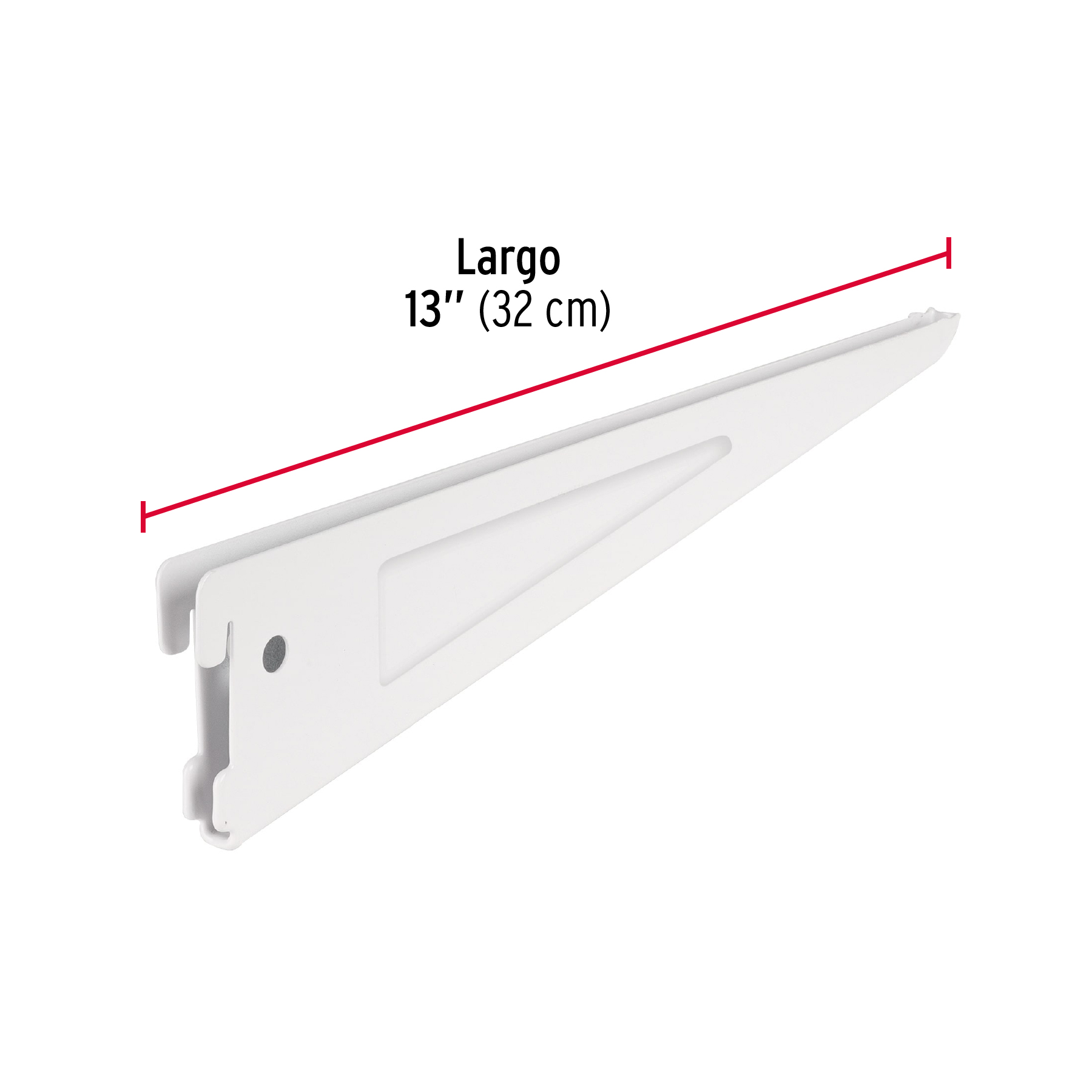 Ménsula plana blanca para cremallera doble, 32cm