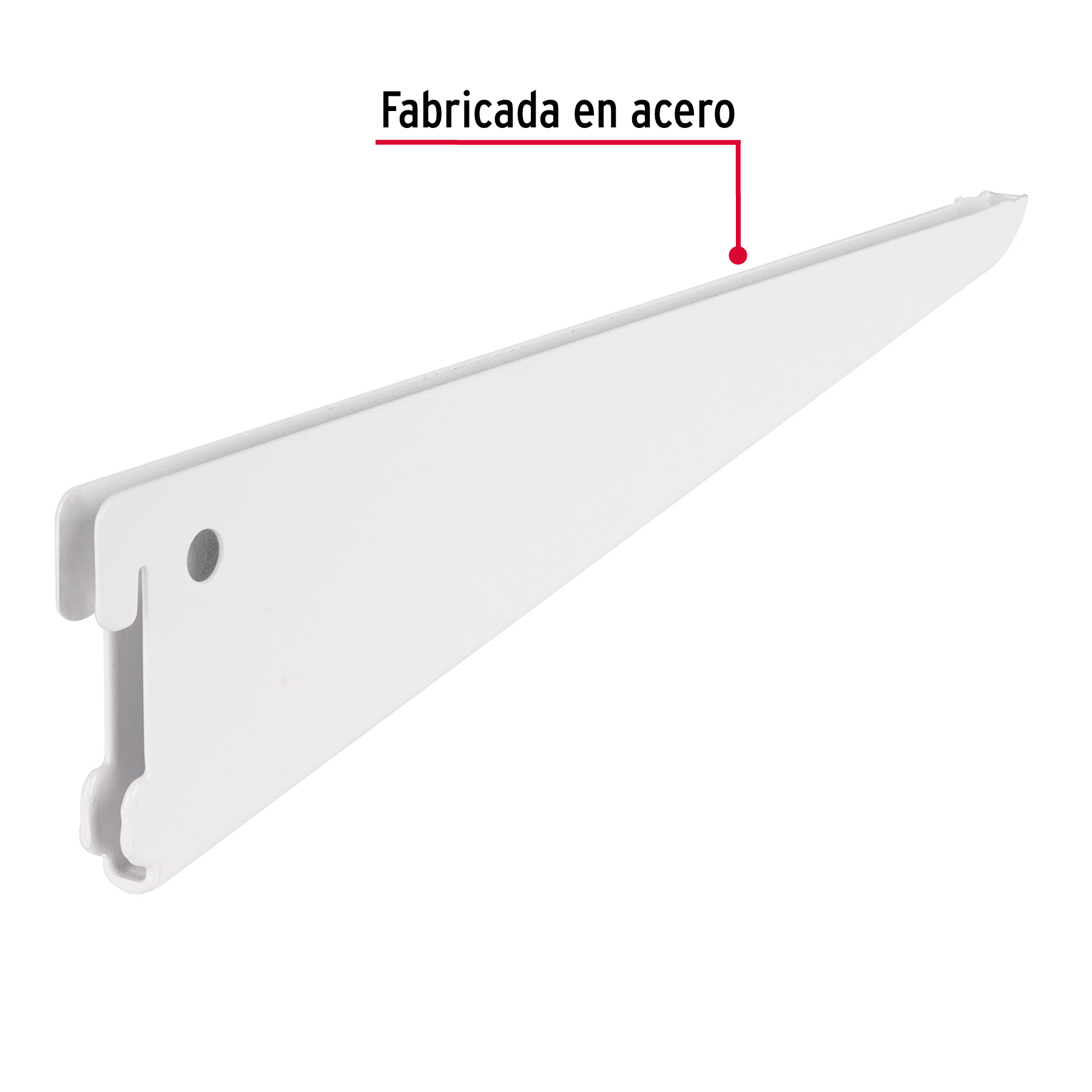 Ménsula plana blanca para cremallera doble, 27cm