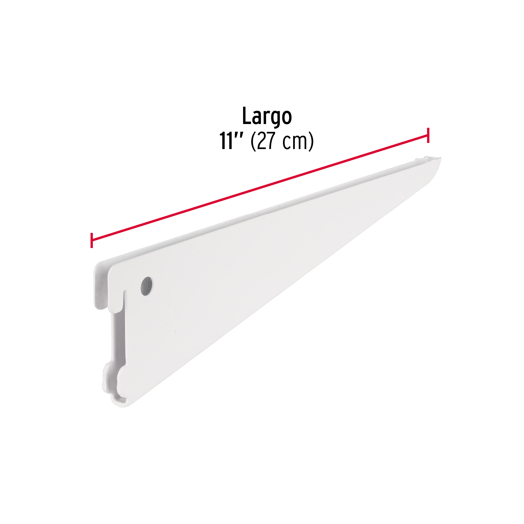 Ménsula plana blanca para cremallera doble, 27cm