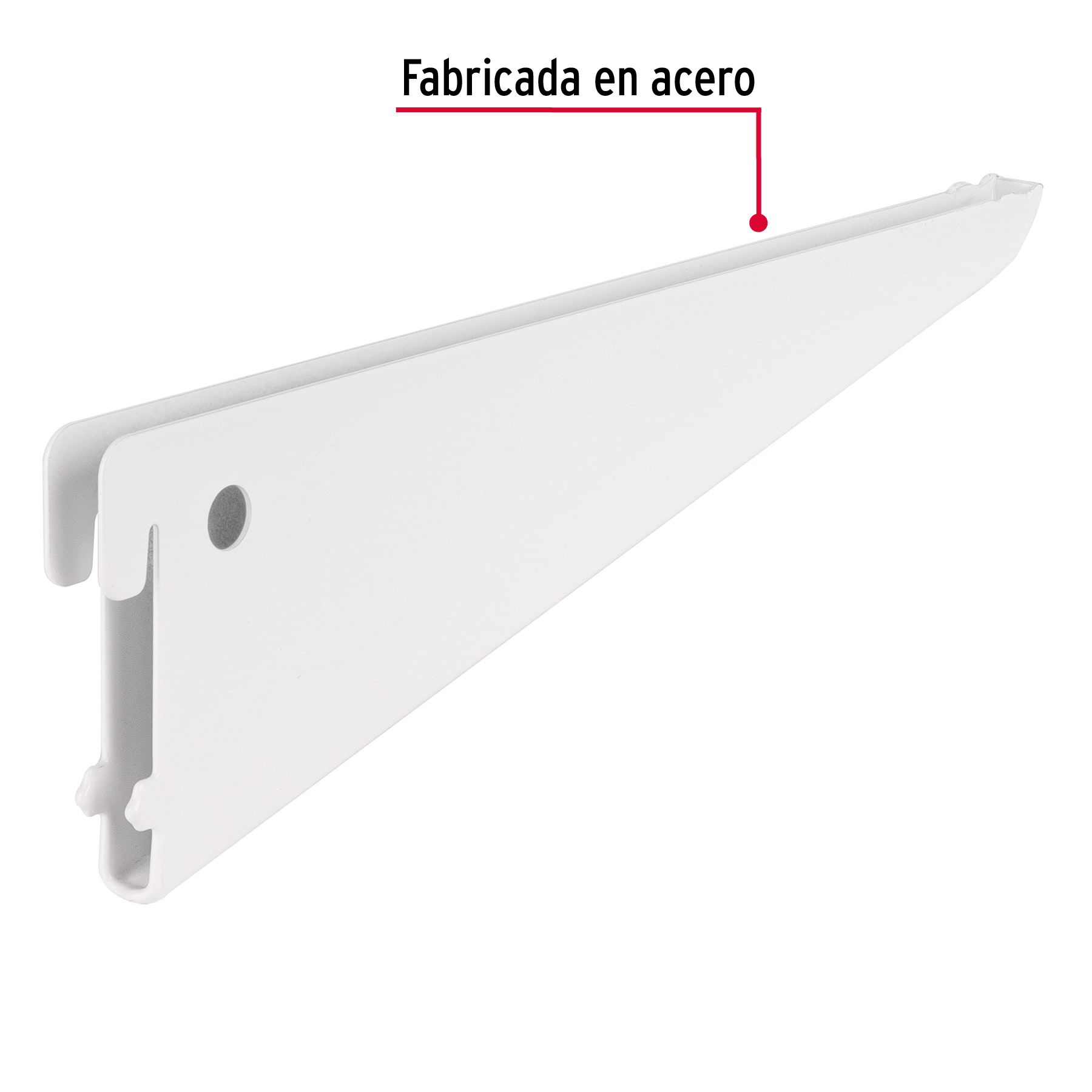 Ménsula plana blanca para cremallera doble, 22cm