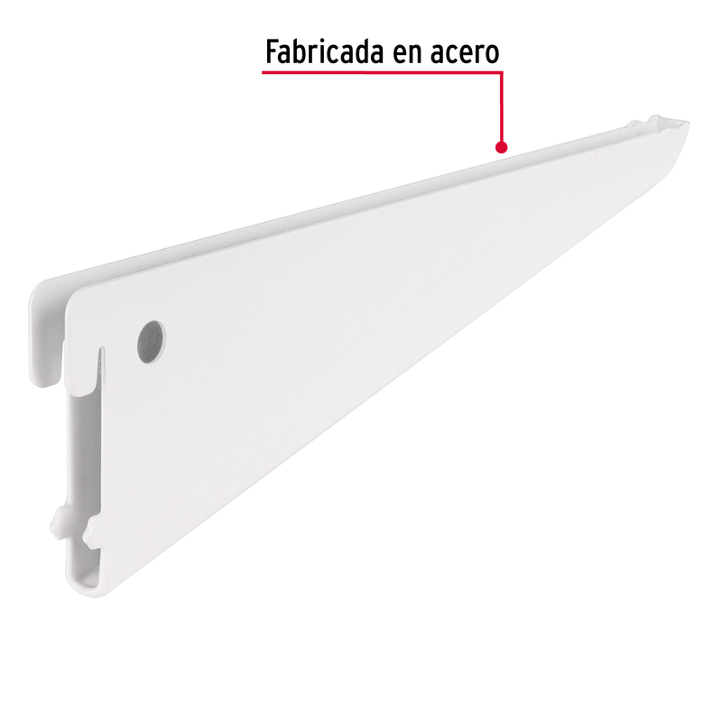 Ménsula plana blanca para cremallera doble, 22cm