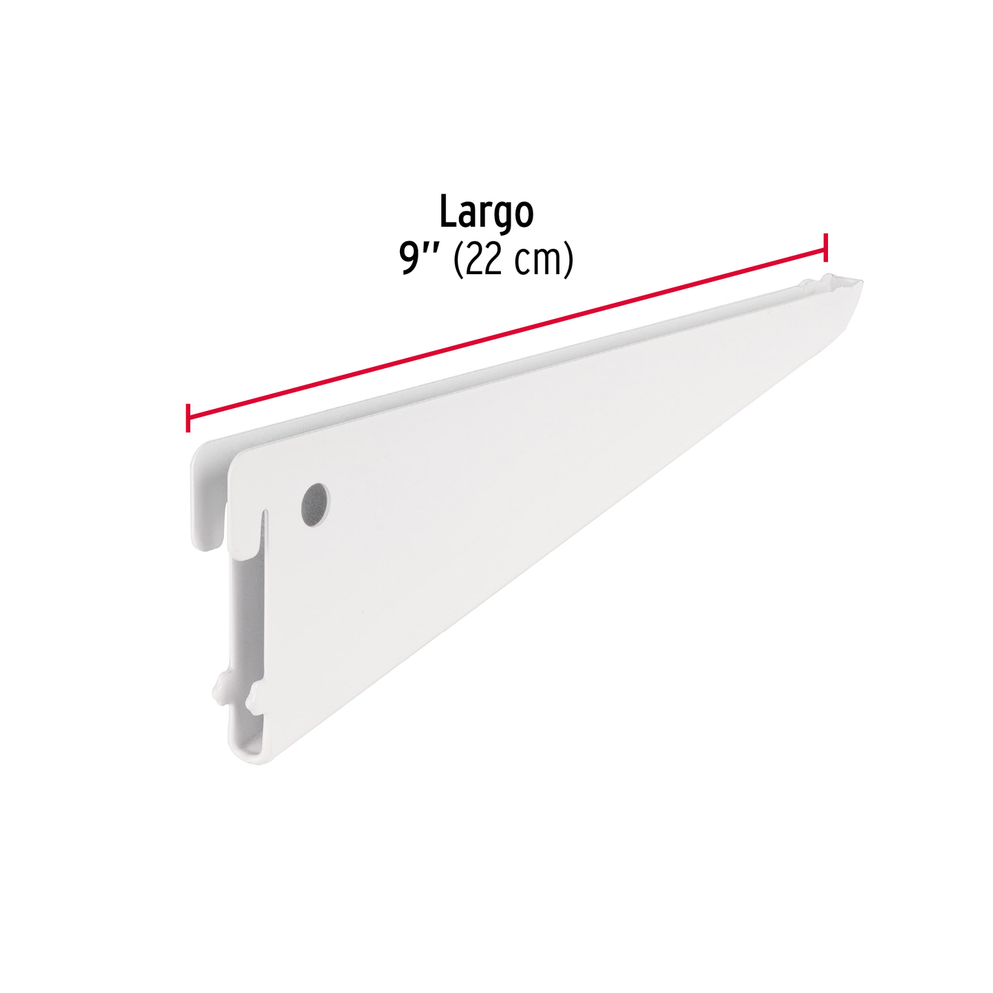 Ménsula plana blanca para cremallera doble, 22cm