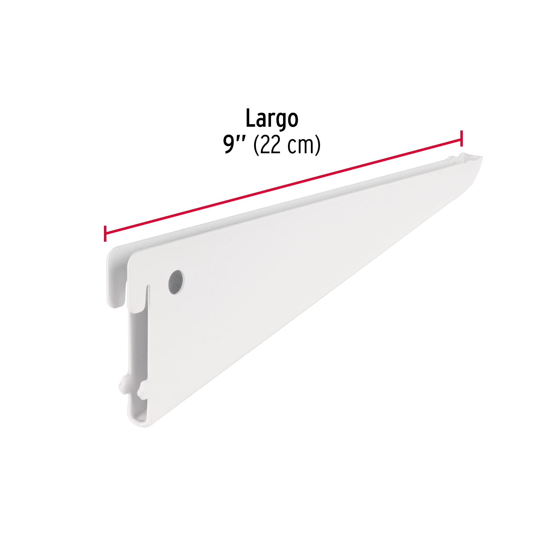 Ménsula plana blanca para cremallera doble, 22cm