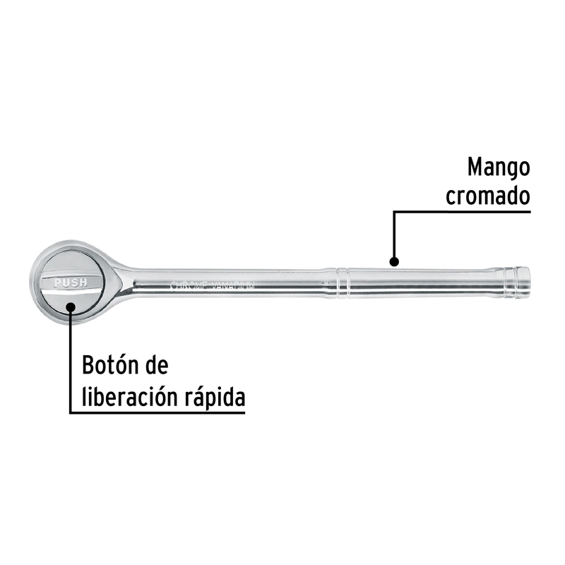 Matraca cuadro 1/2' liberación rápida cabeza redonda, Pretul