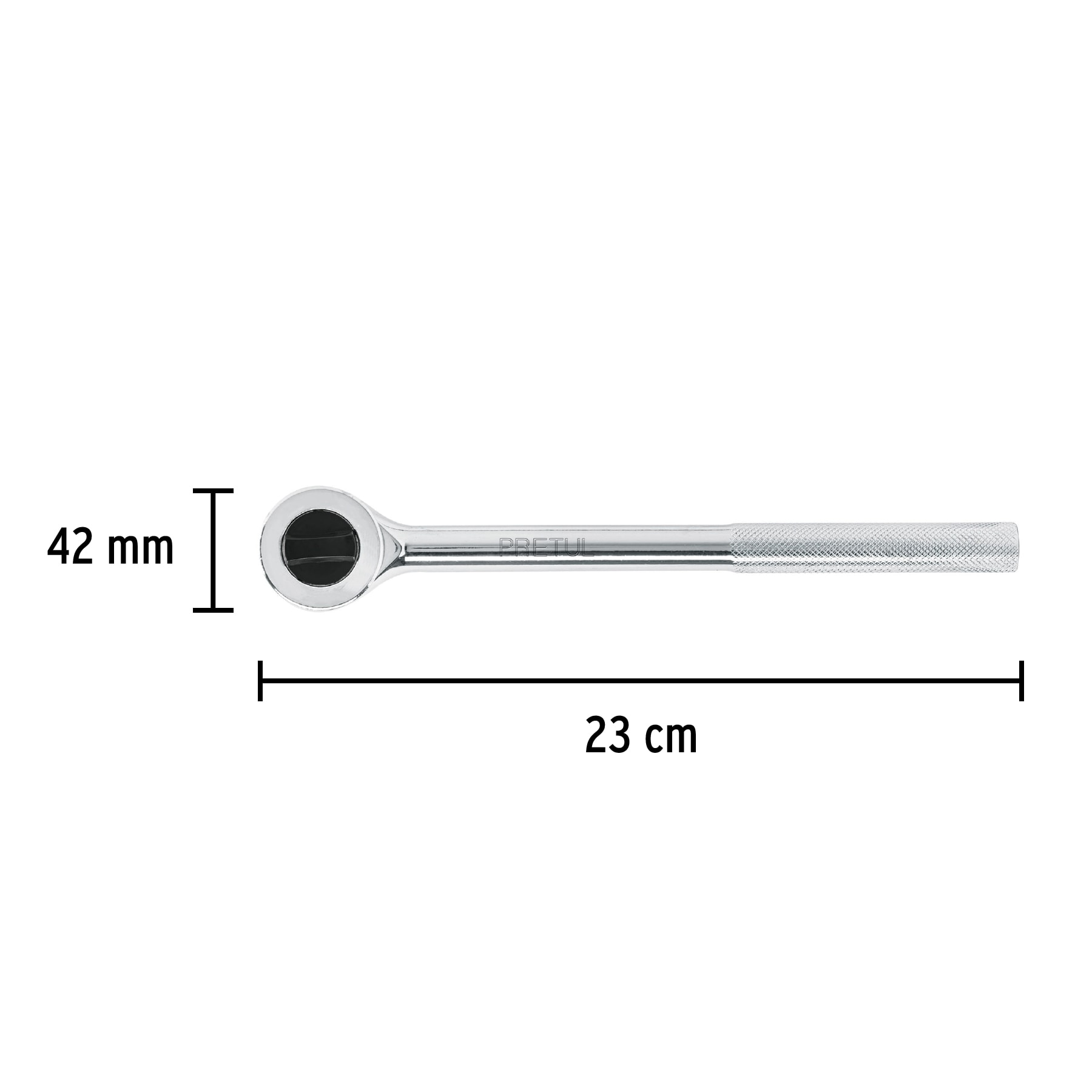Matraca cuadro 1/2' cabeza redonda con disco, Pretul