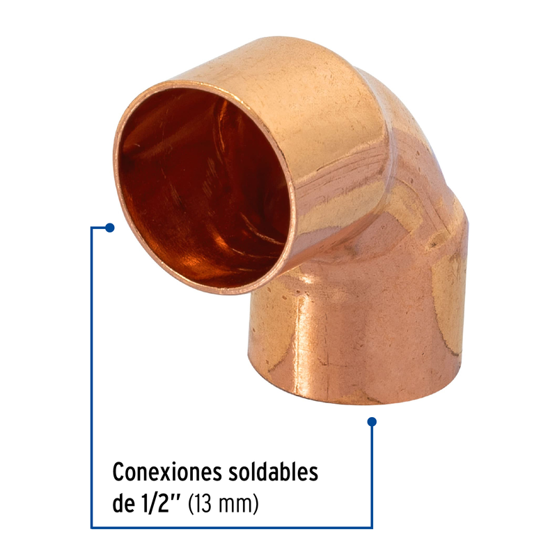 Codo de cobre 90°, 1/2', Basic