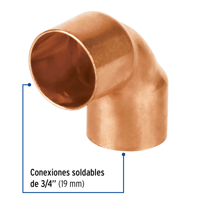 Codo de cobre 90°, 3/4', Basic