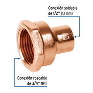 Conector hembra reducido 1/2x3/4"