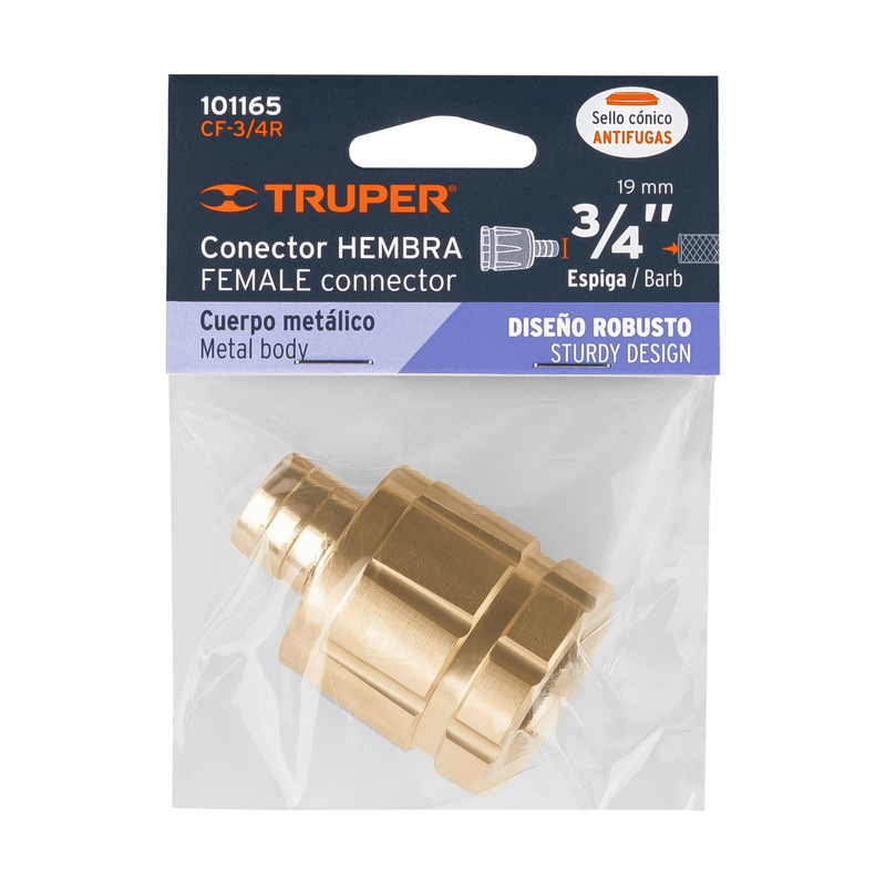 Conector 3/4" hembra robusto de aluminio, TRUPER