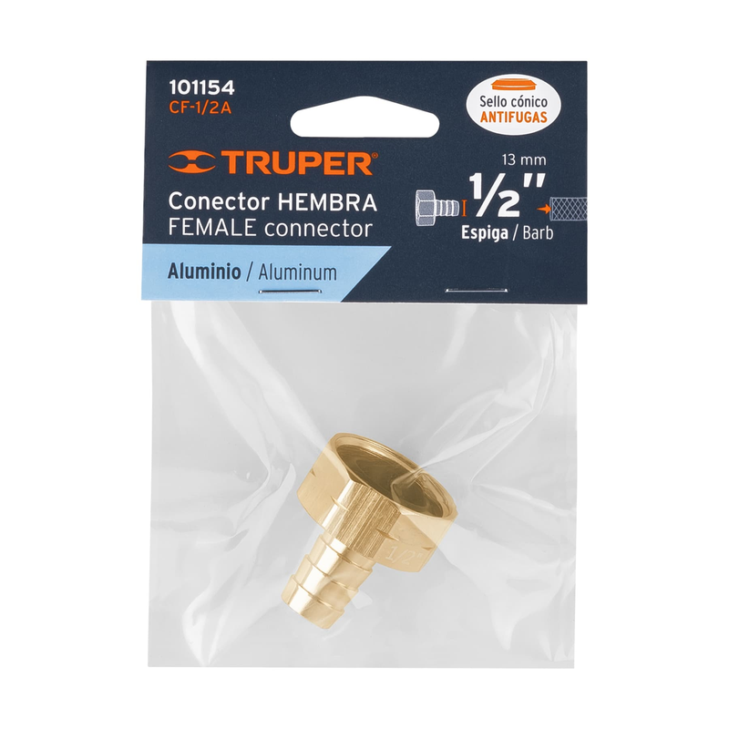 Conector sencillo de aluminio 1/2', hembra