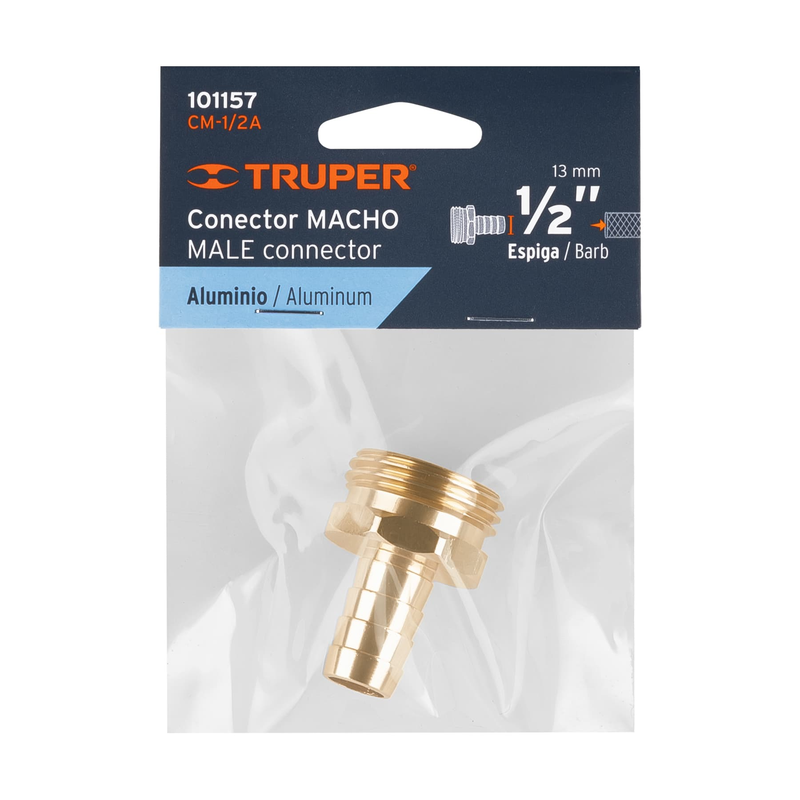Conector sencillo de aluminio 1/2', macho