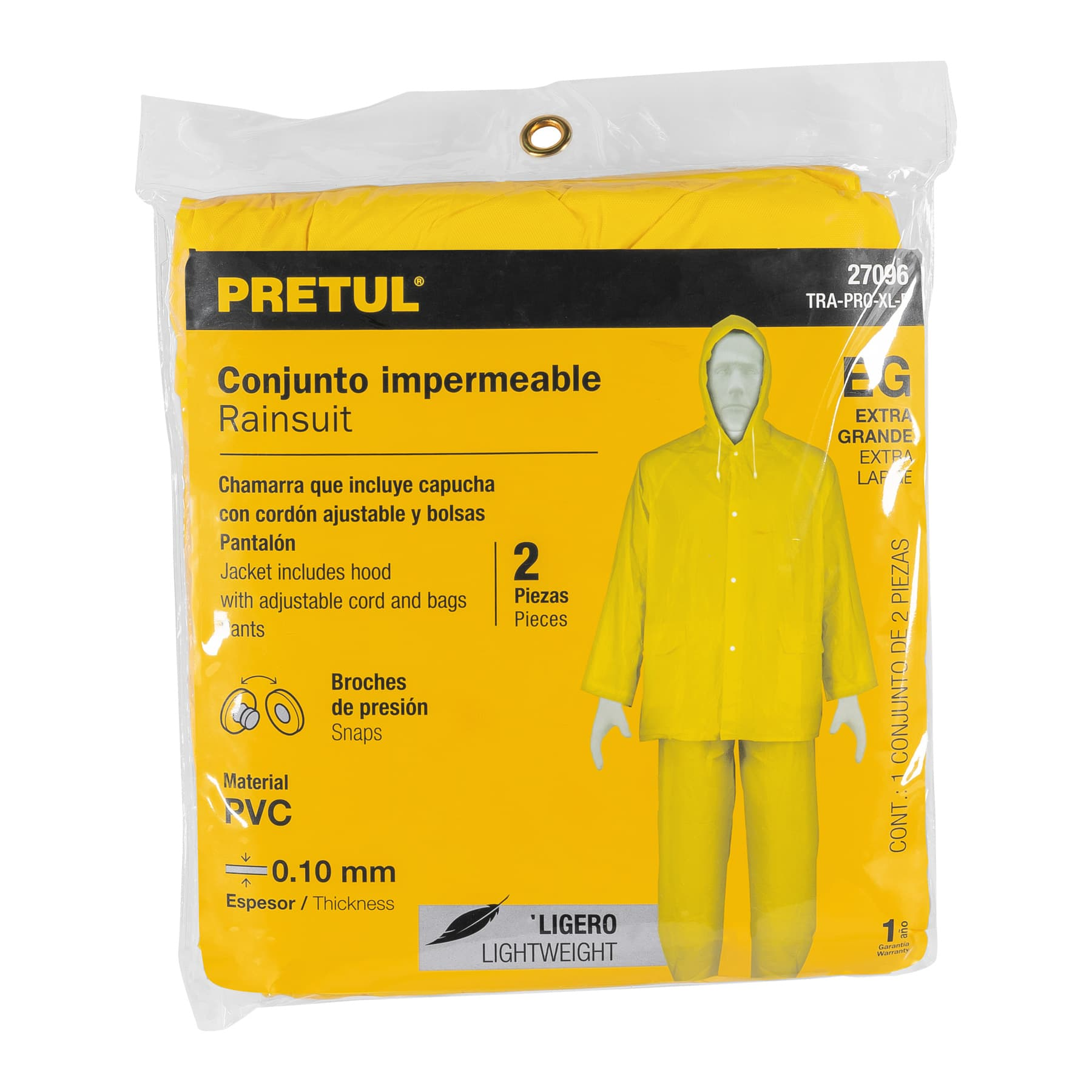 Conjunto impermeable, PVC,espesor 0.10mm, talla EG,Pretul