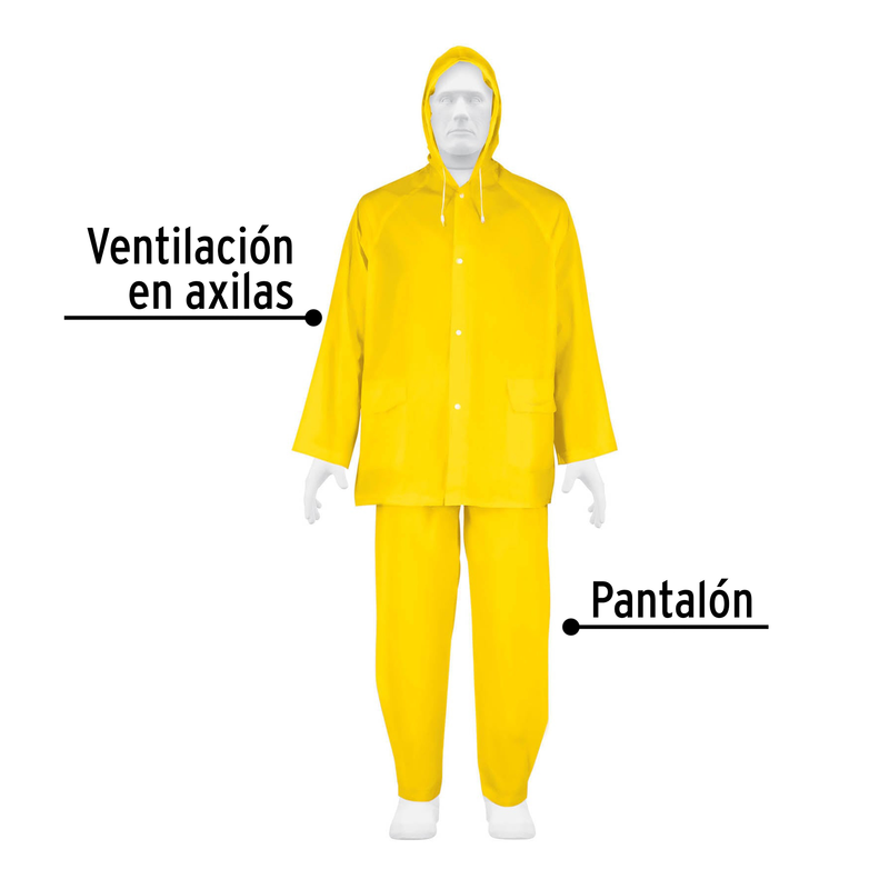 Conjunto impermeable ligero de PVC, talla G, Pretul.
