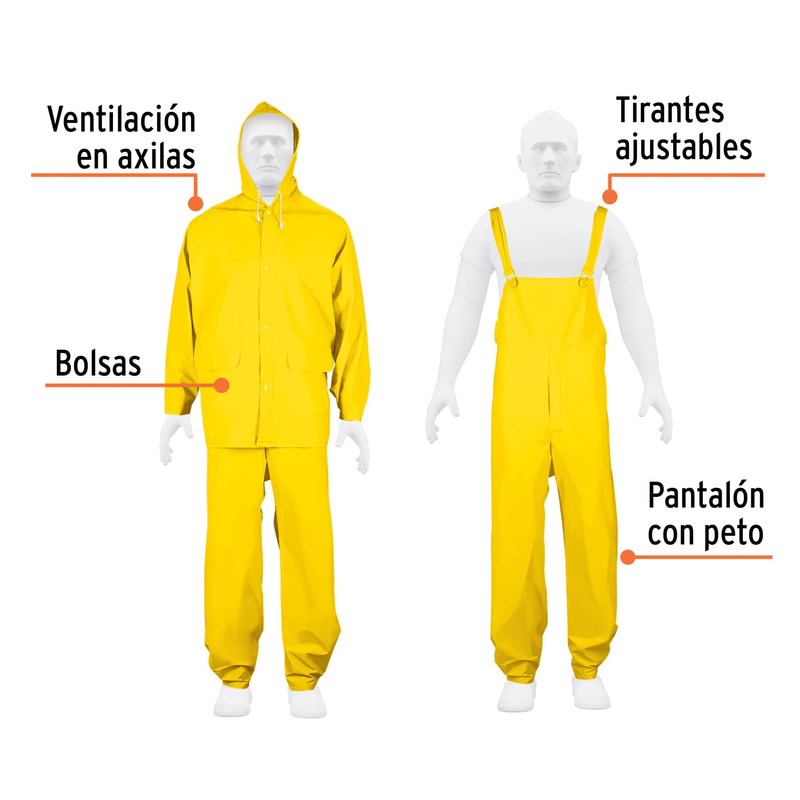CONJUNTO IMPERMEABLE,PVC/poliéster/PVC,espesor 0.35mm, M, Expert