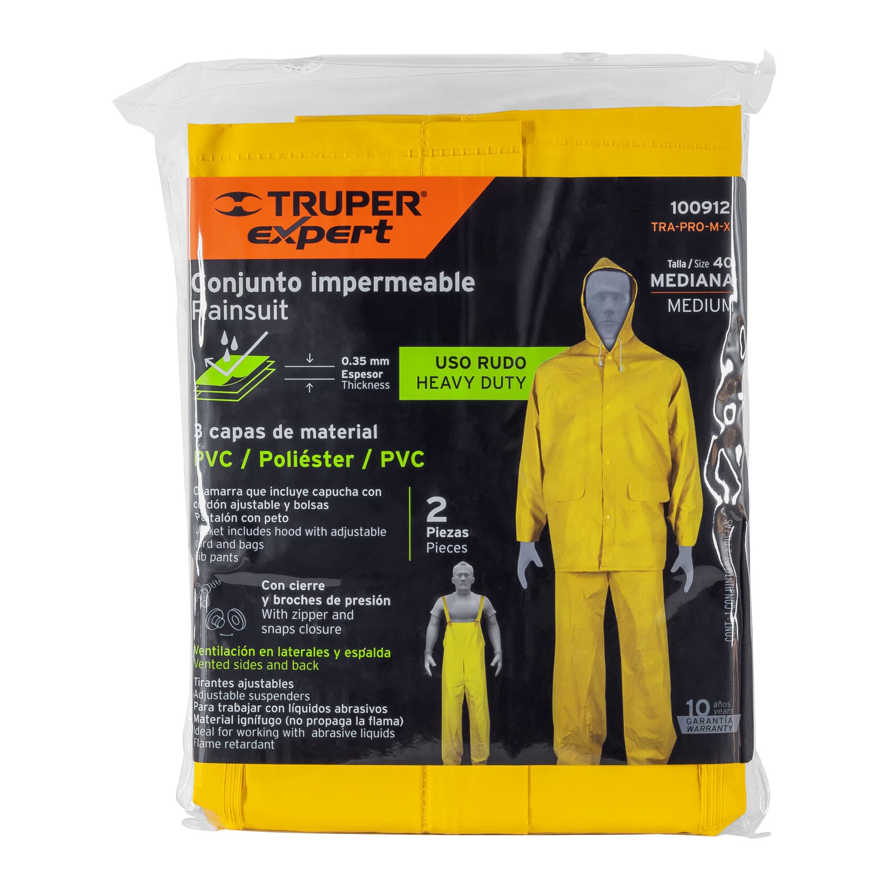 CONJUNTO IMPERMEABLE,PVC/poliéster/PVC,espesor 0.35mm, M, Expert