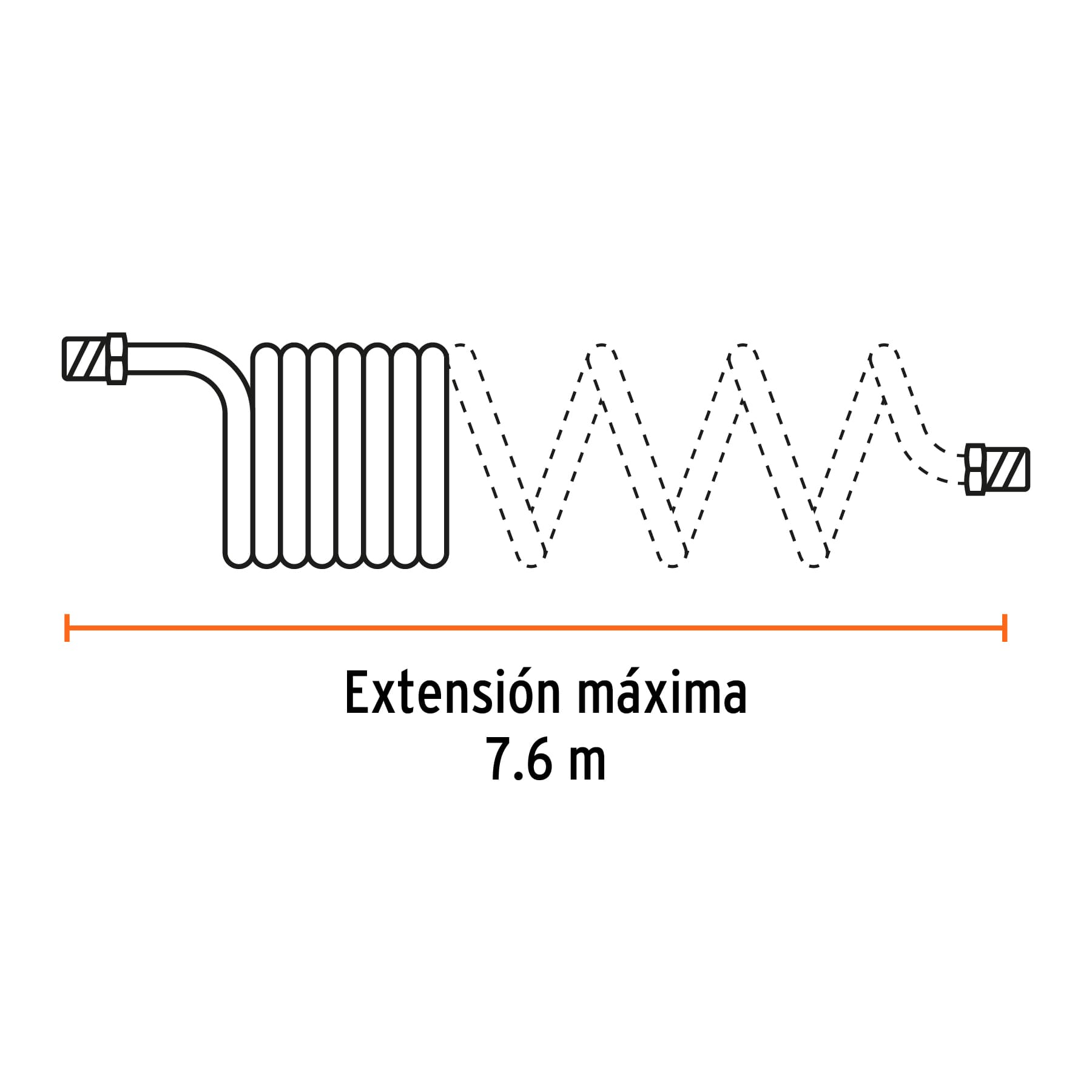 Manguera de 7.6 m tipo resorte 1/4' para compresor, Truper