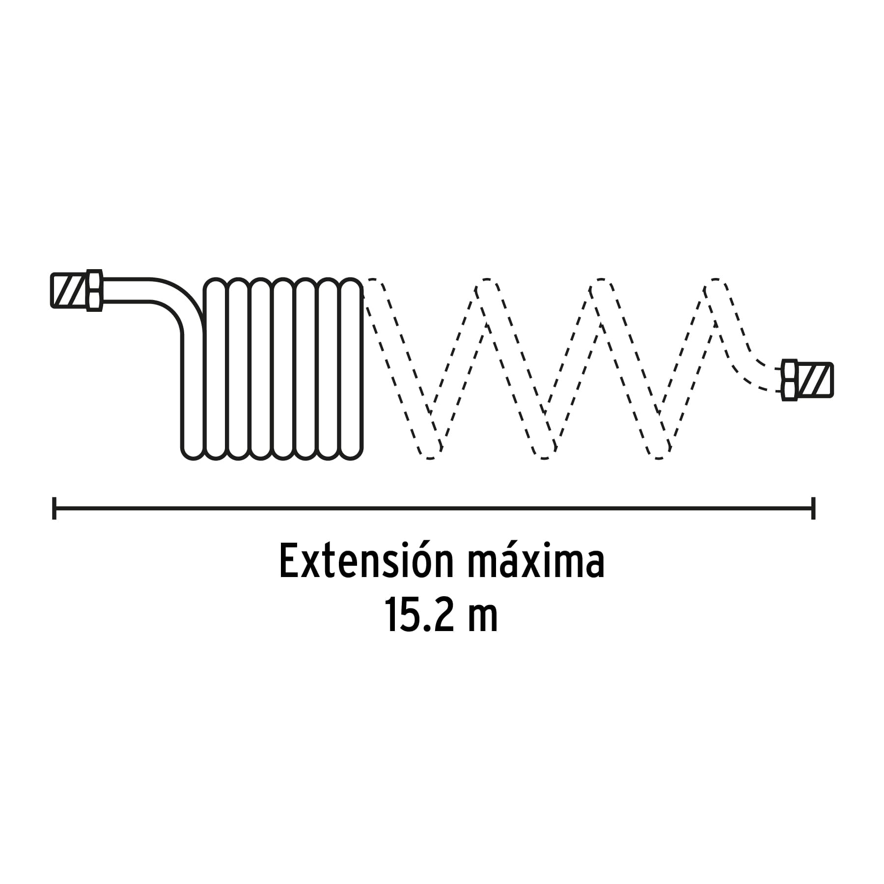 Manguera de 15.2m tipo resorte 1/4' para compresor, Pretul