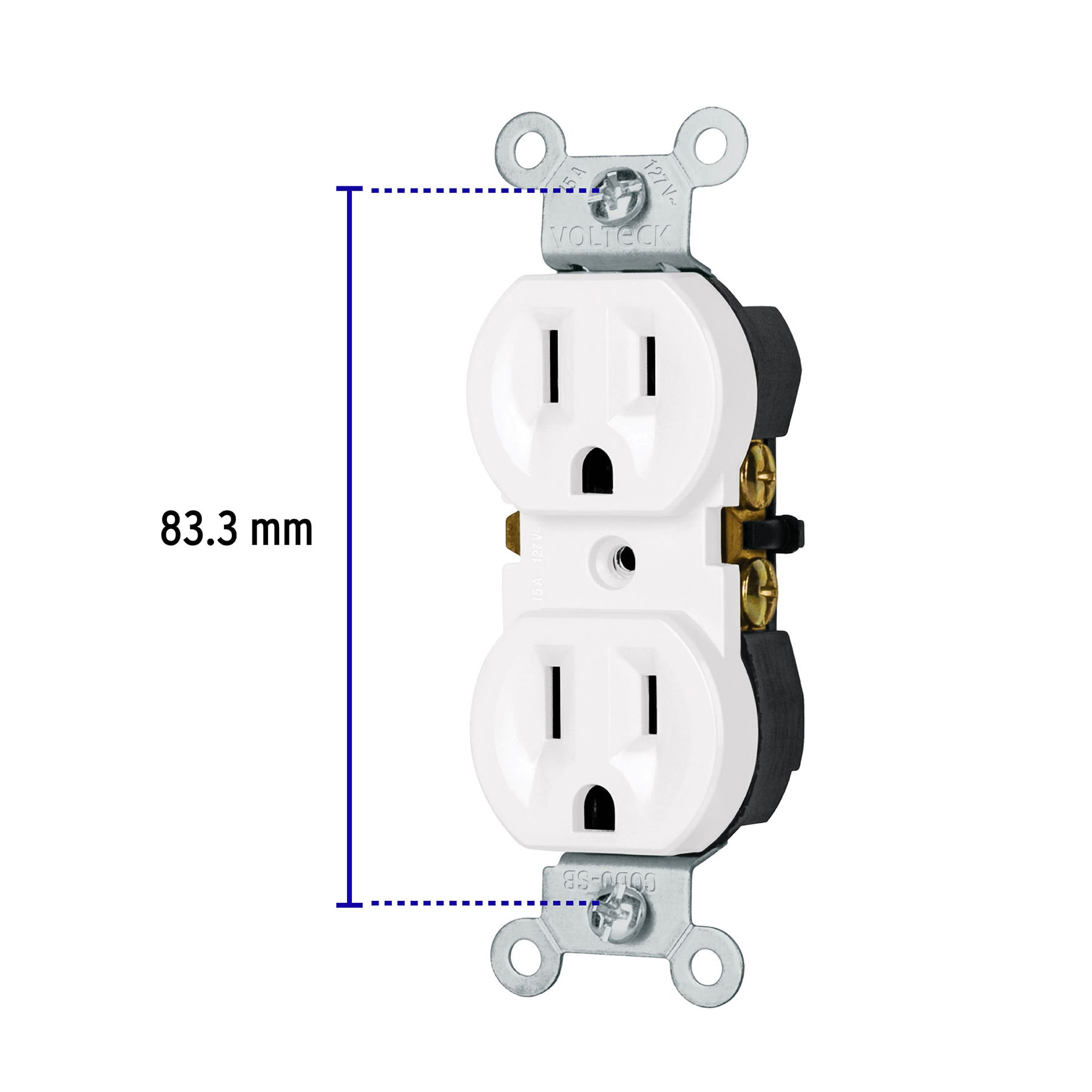 Contacto dúplex, 2 polos 3 hilos, Standard, blanco, Volteck