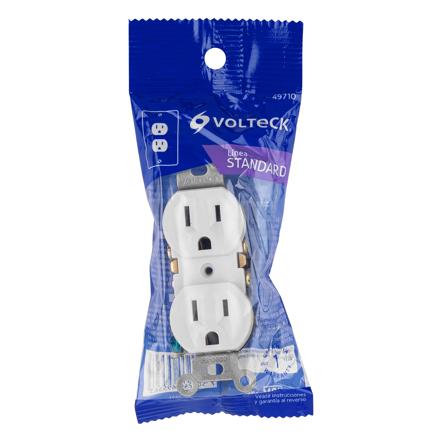 Contacto dúplex, 2 polos 3 hilos, Standard, blanco, Volteck