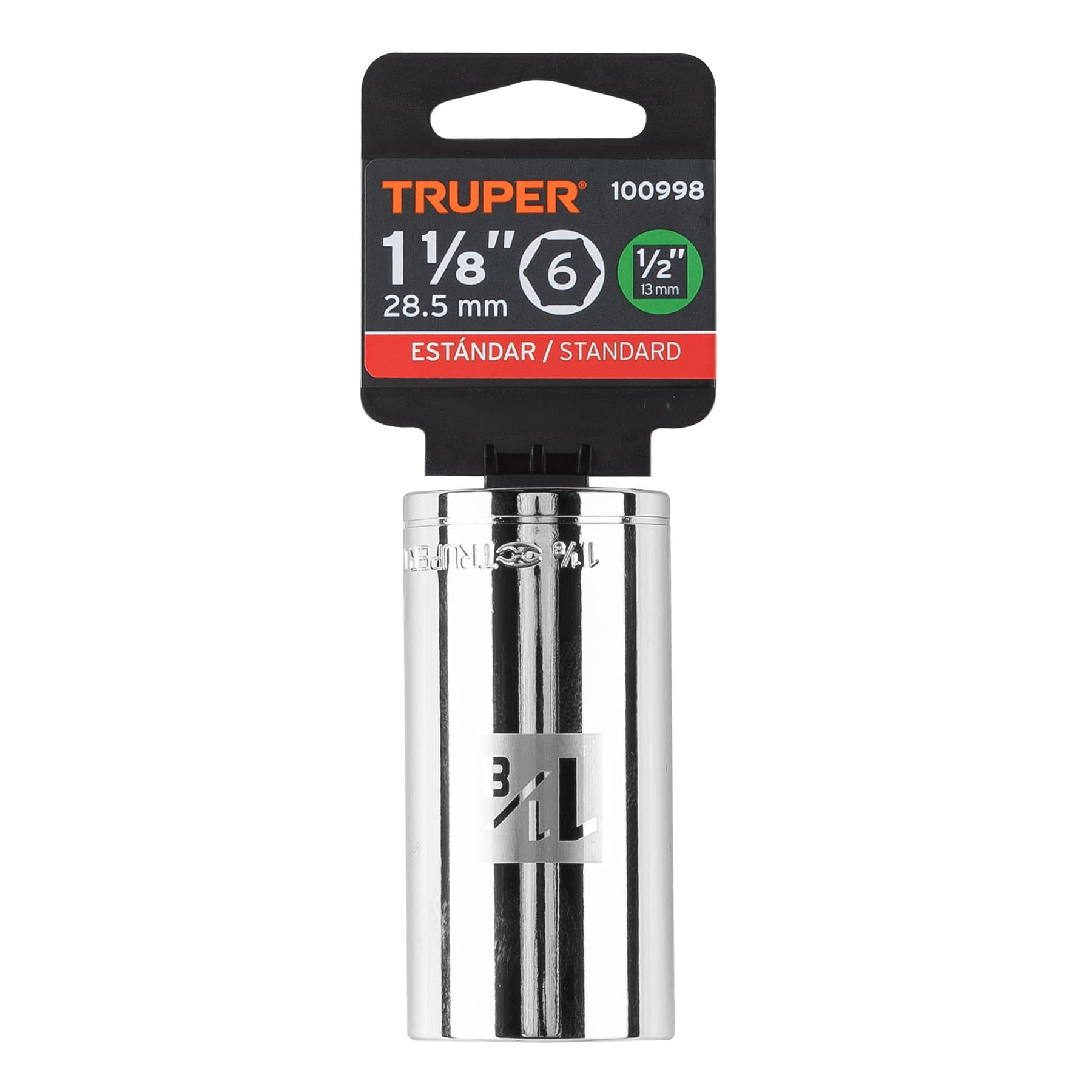 Dado largo de 1-1/8', 6 puntas, cuadro 1/2', Truper