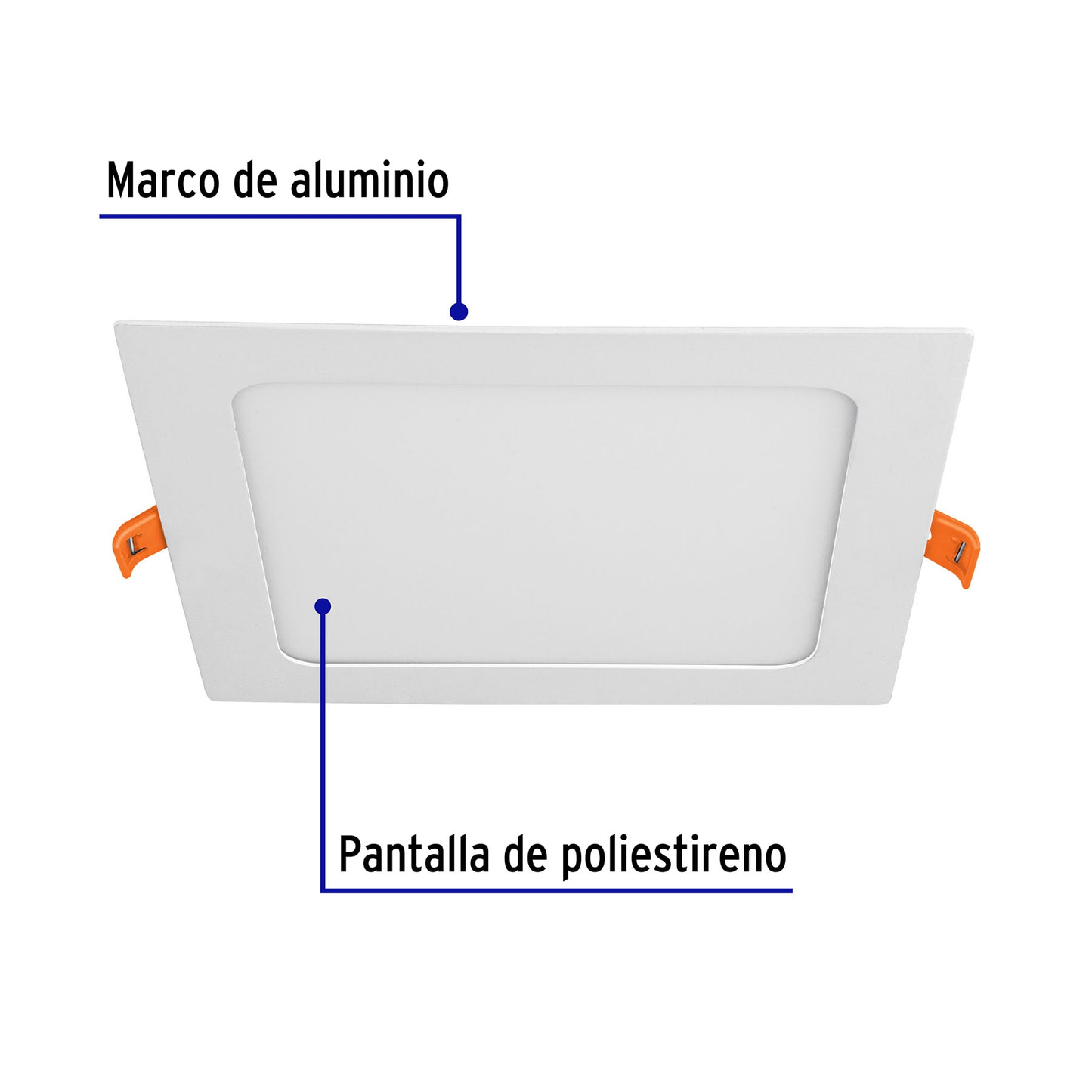 Luminario ultradelgado cuadrado p/empotrar 12W, luz cálida