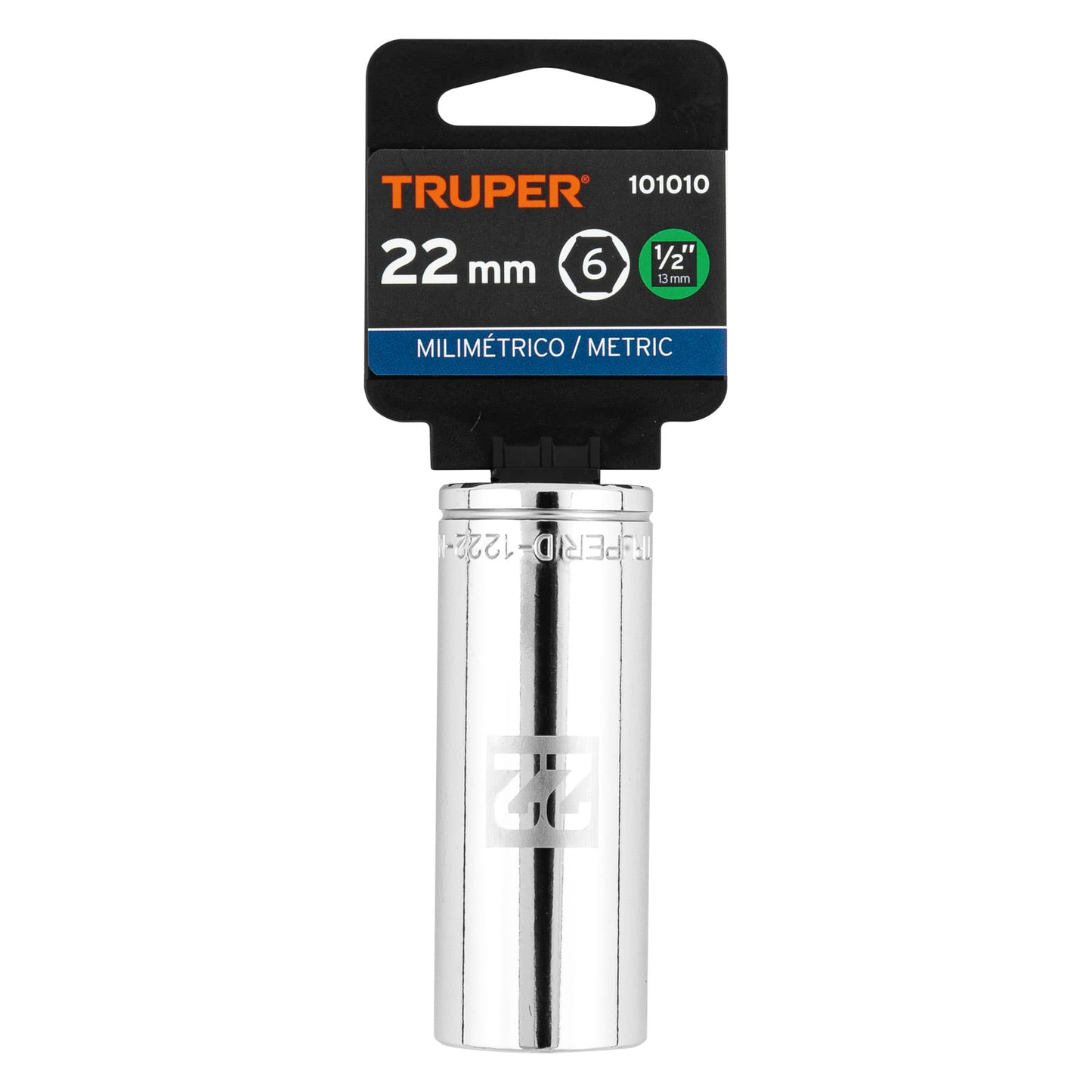 Dado largo de 22 mm, 6 puntas, cuadro 1/2', Truper