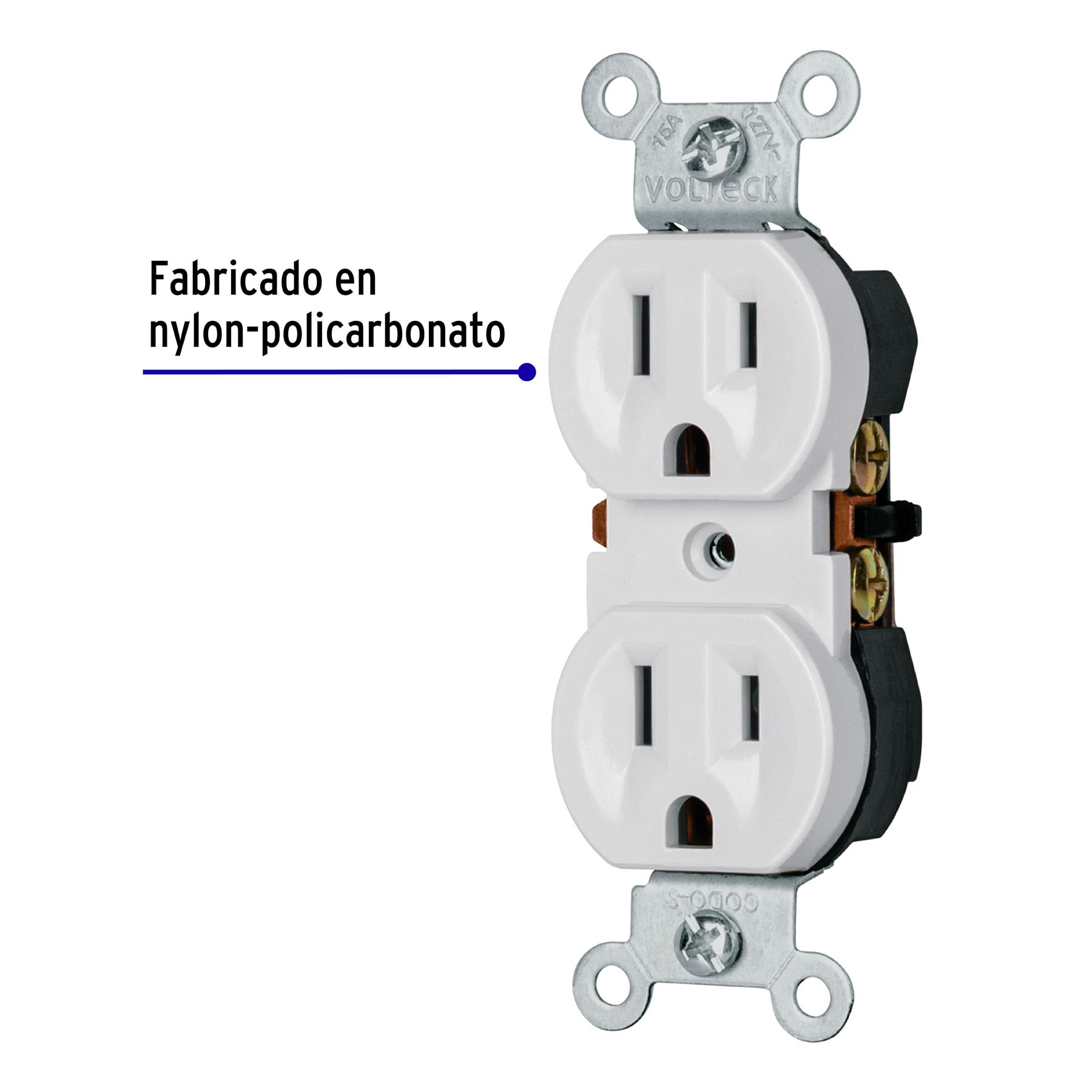 Contacto dúplex, 2 polos 3 hilos, Standard, granel, blanco