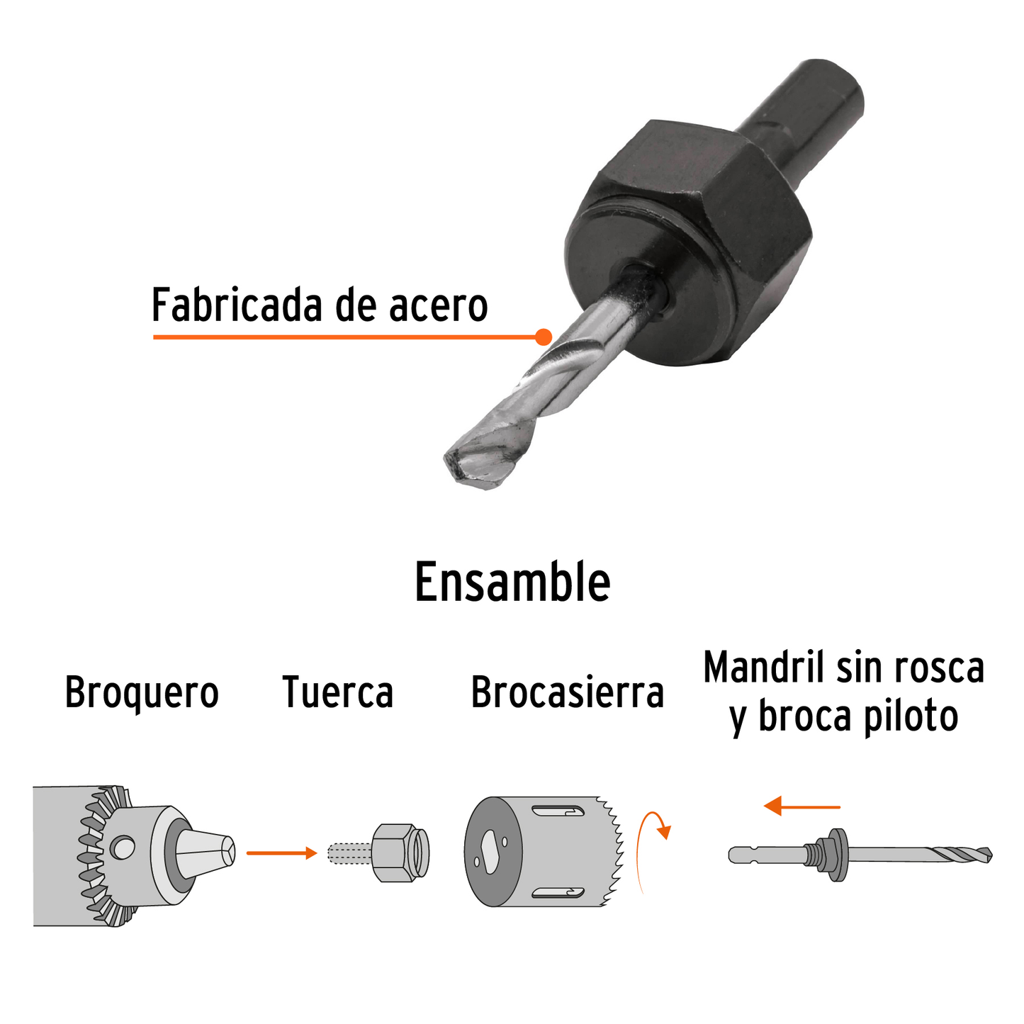 Mandril para brocasierra diamante 1/4", borde continuo SUSTITUYE 101390