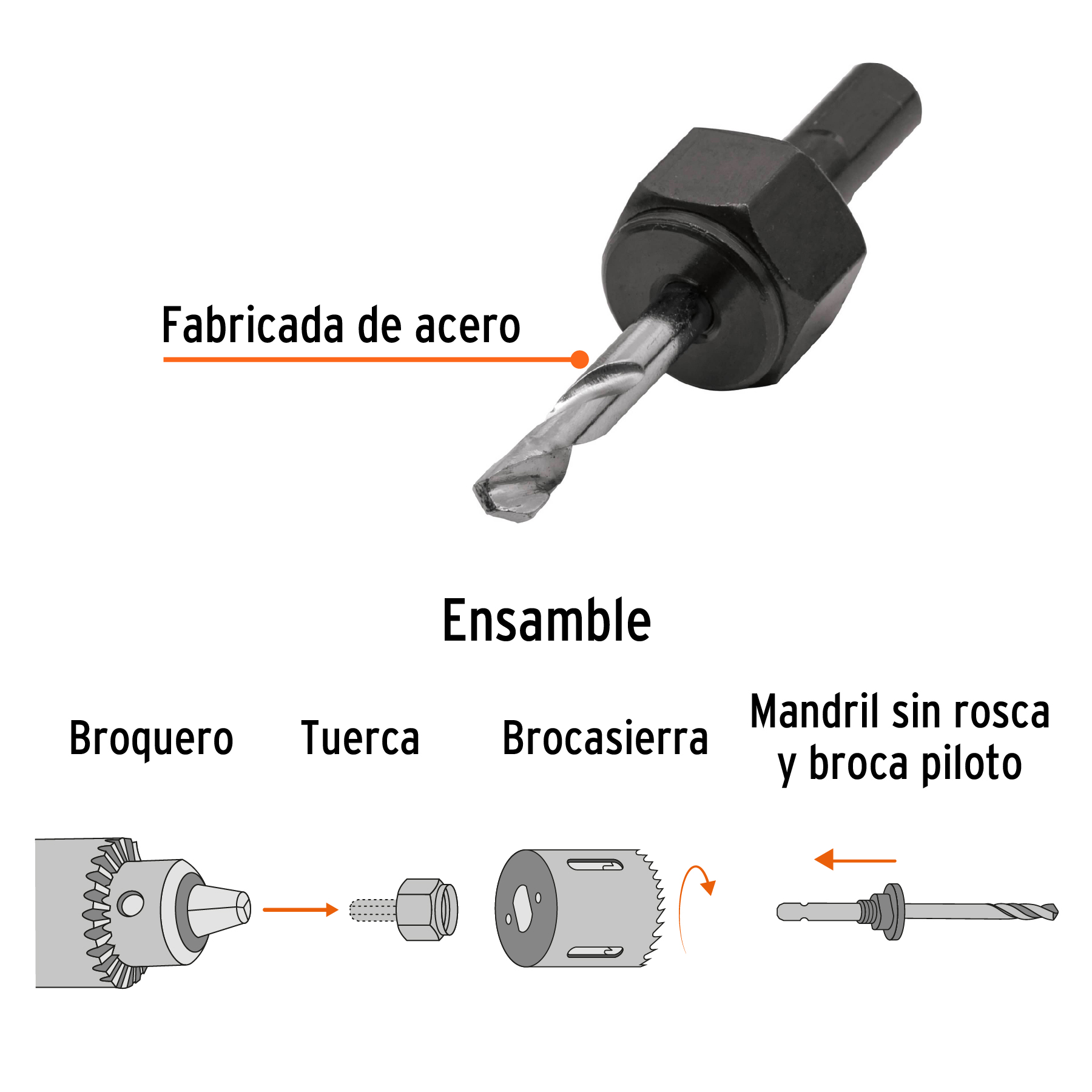 Mandril para brocasierra diamante 1/4", borde continuo SUSTITUYE 101390