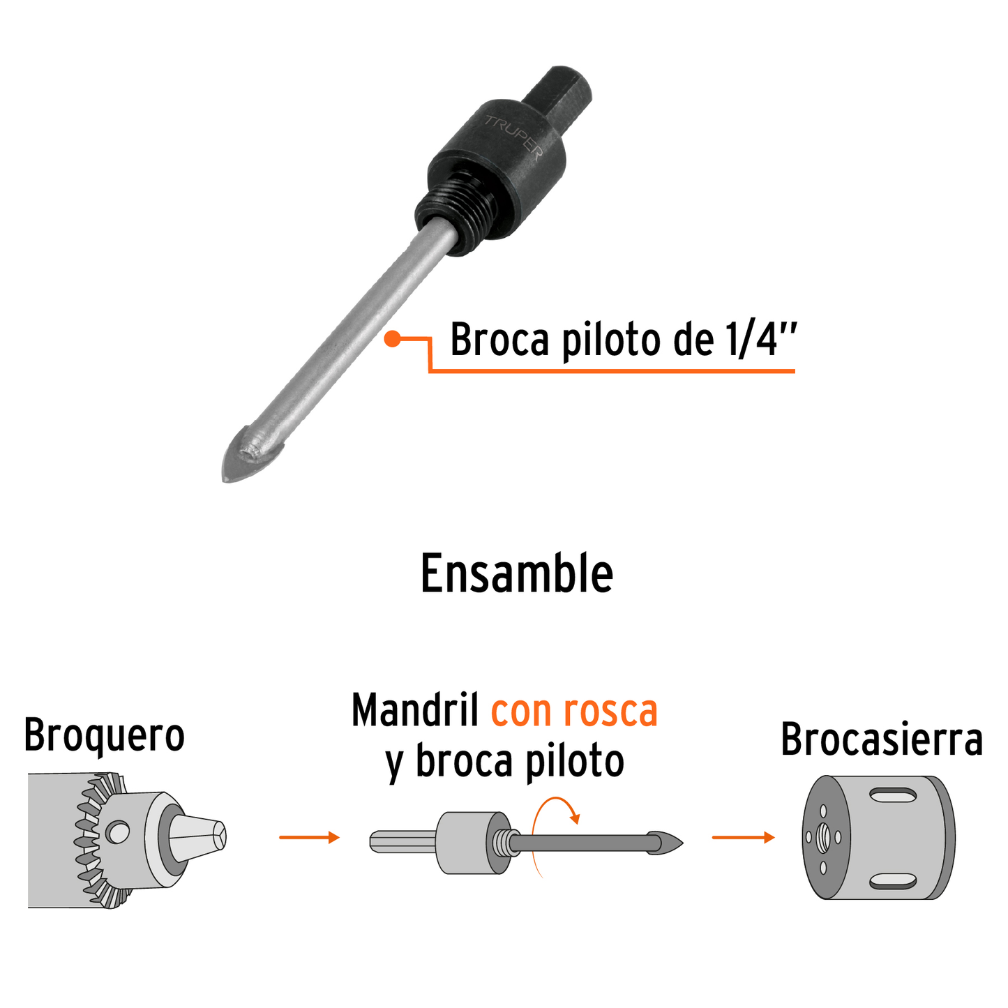 Mandril 3/8' para brocasierra diamante