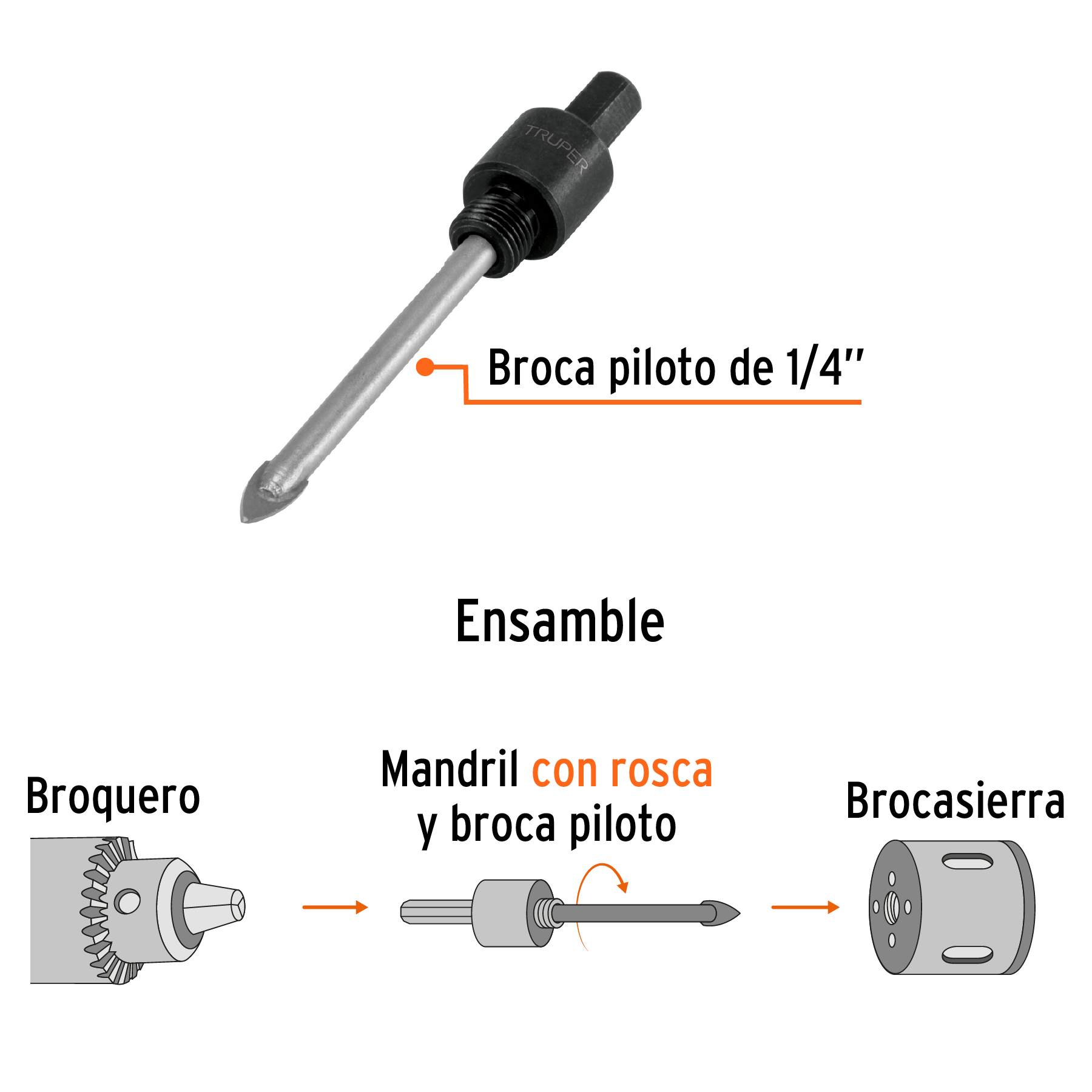 Mandril 3/8' para brocasierra diamante