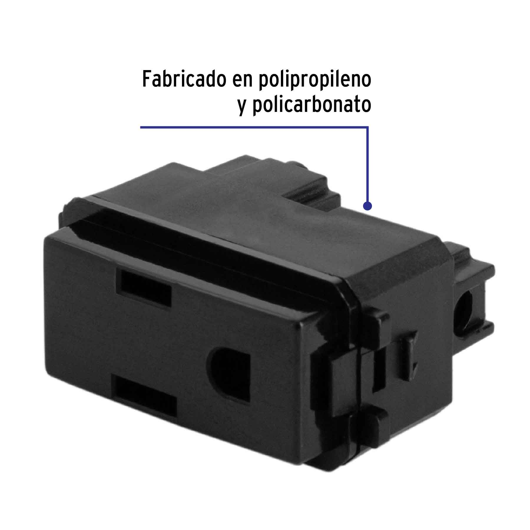 Contacto sencillo, 2 polos + tierra, línea Italiana, negro