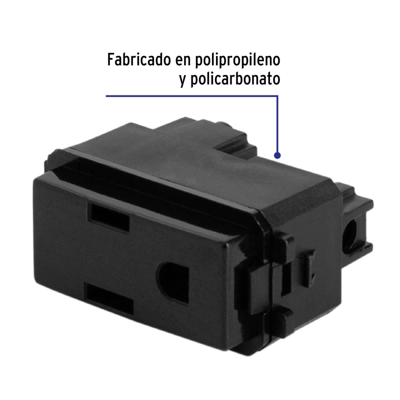 Contacto sencillo, 2 polos + tierra, línea Italiana, negro