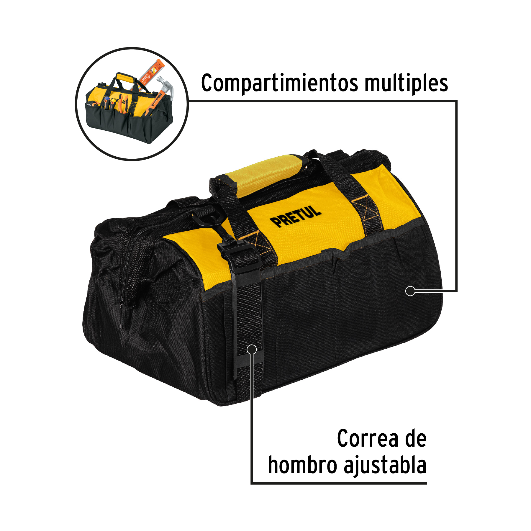 Maletín portaherramientas 16', Pretul