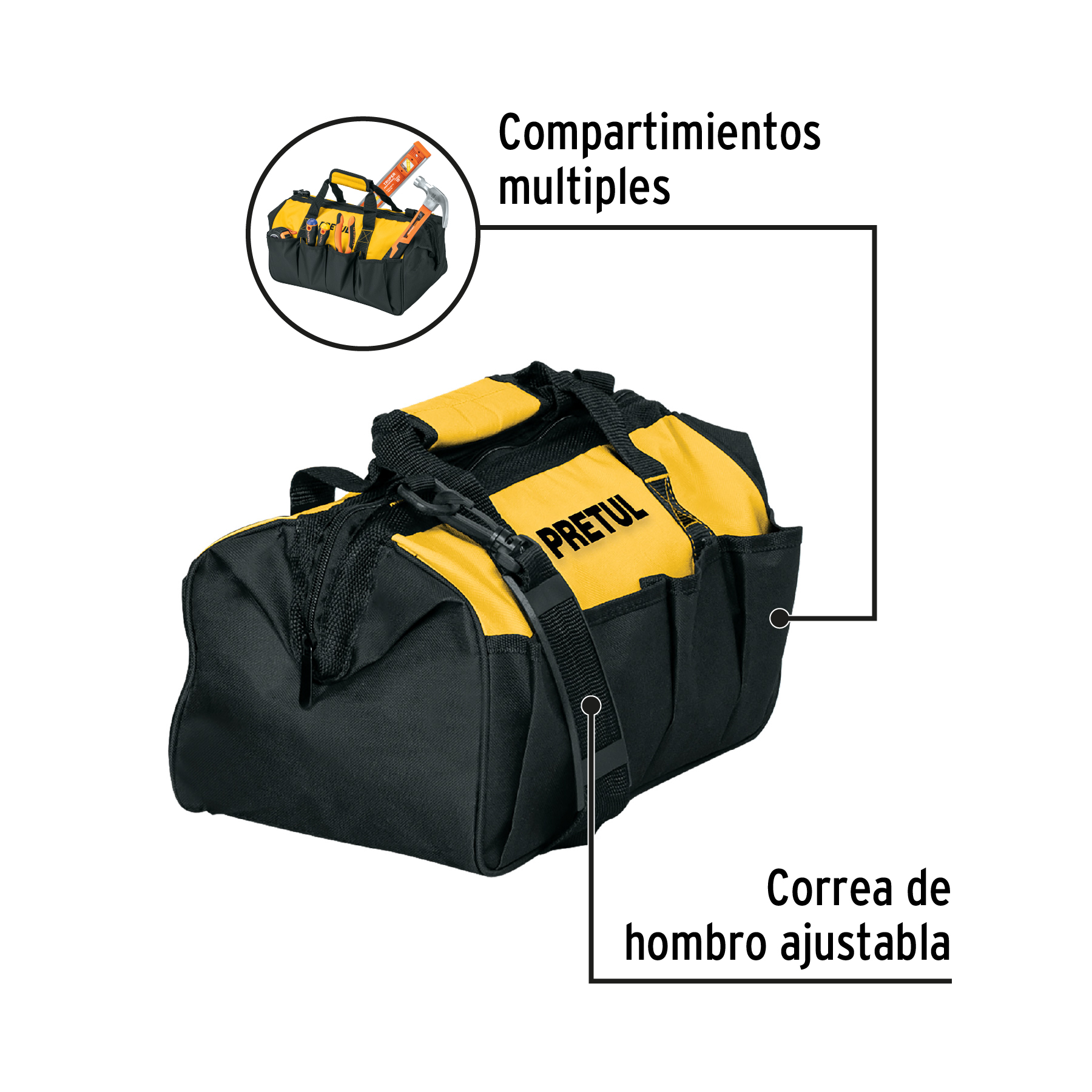Maletín portaherramientas 14', Pretul