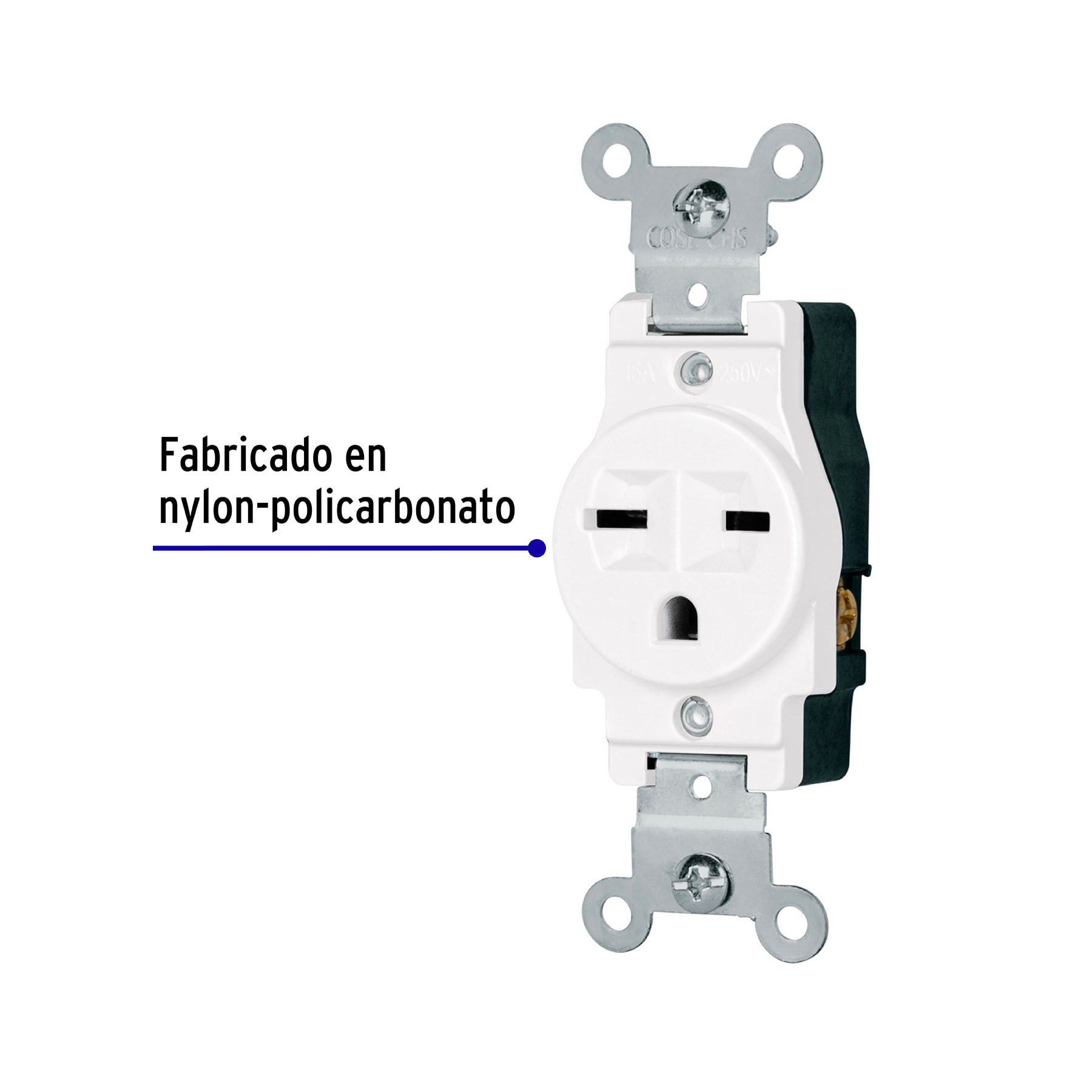 Contacto sencillo, cara de chino, Standard, blanco, Volteck