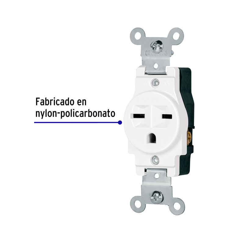 Contacto sencillo, cara de chino, Standard, blanco, Volteck