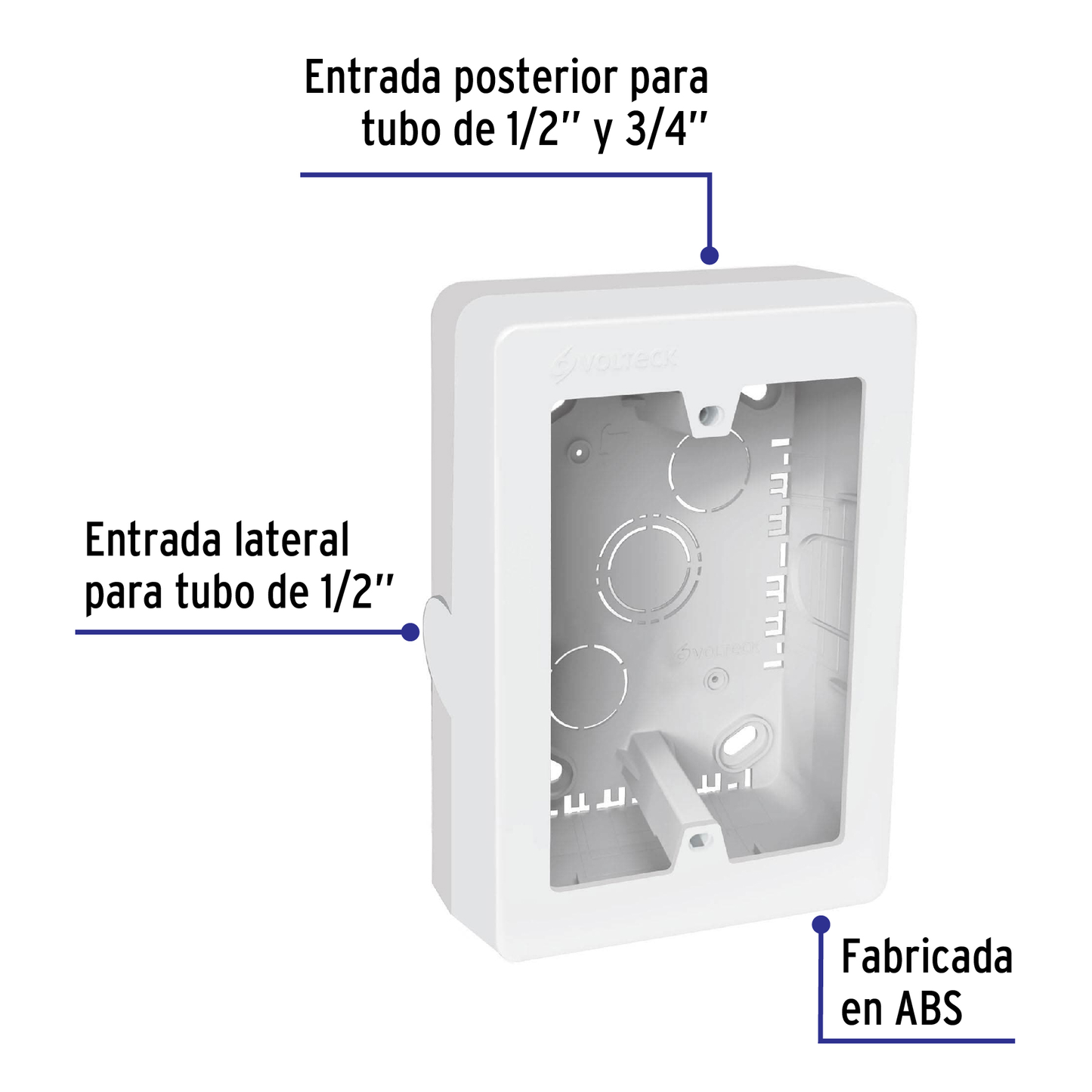 Contactos para canaleta 3' x 5', blanca, Volteck