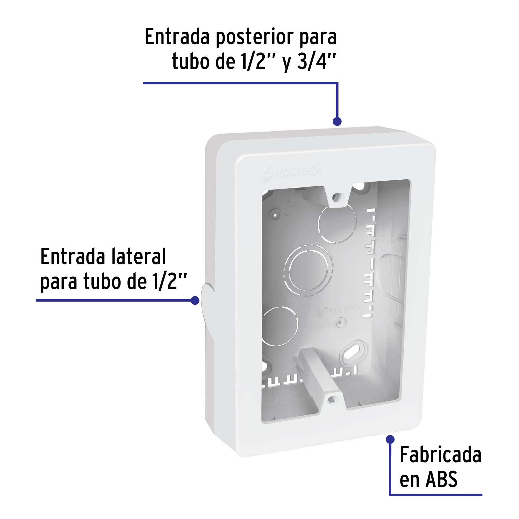 Contactos para canaleta 3' x 5', blanca, Volteck