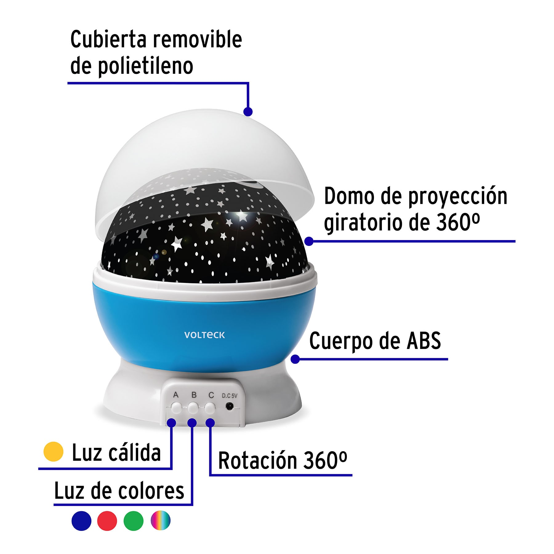 Luz de noche proyector de estrellas, Volteck