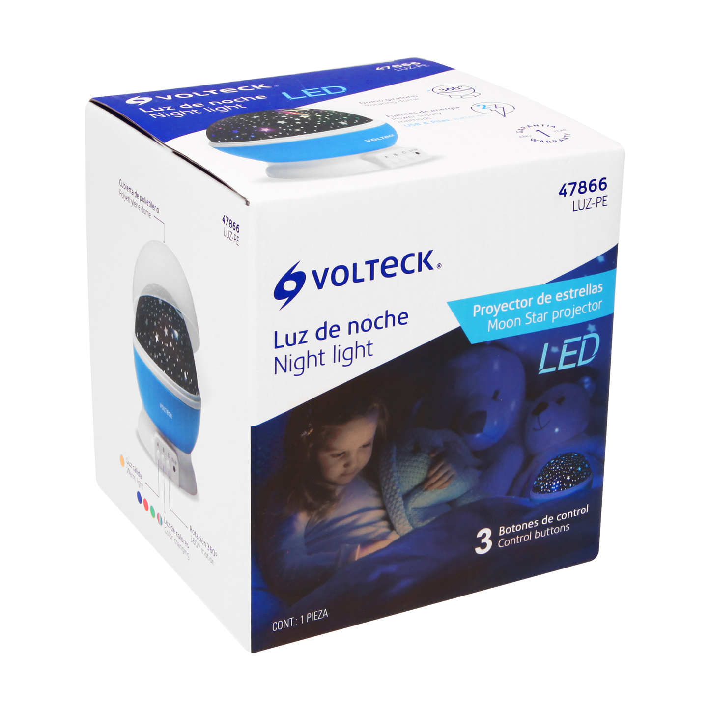 Luz de noche proyector de estrellas, Volteck