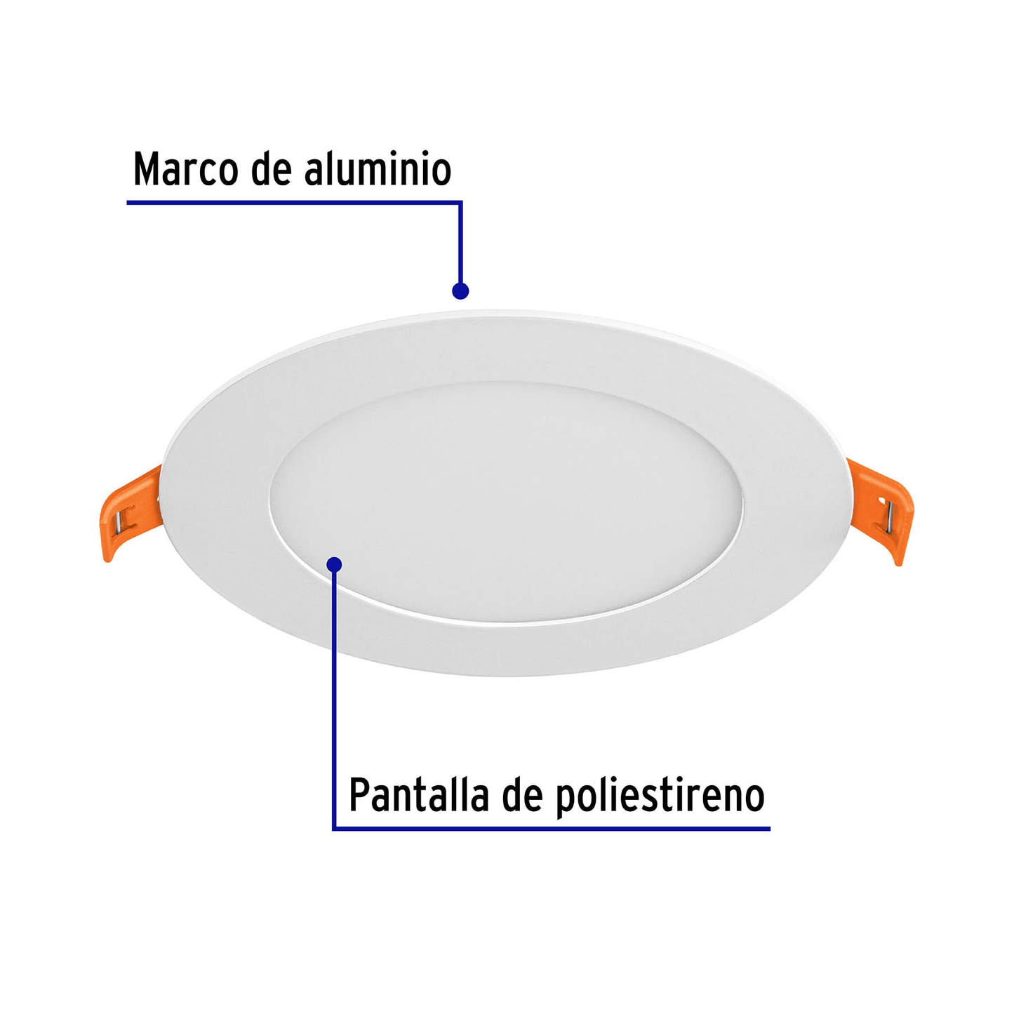 Luminario ultradelgado redondo p/empotrar 6W, luz cálida