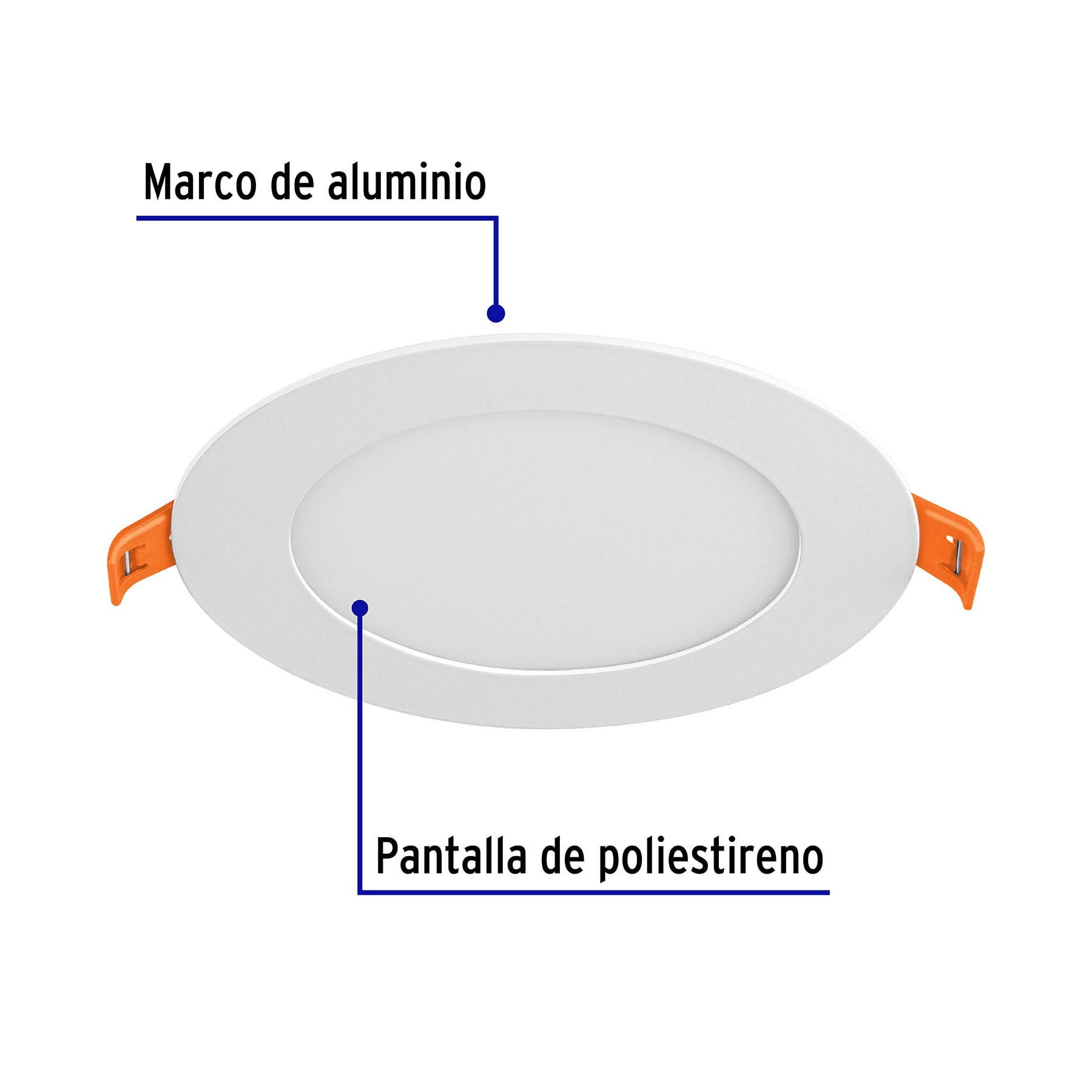 Luminario ultradelgado redondo p/empotrar 6W, luz cálida
