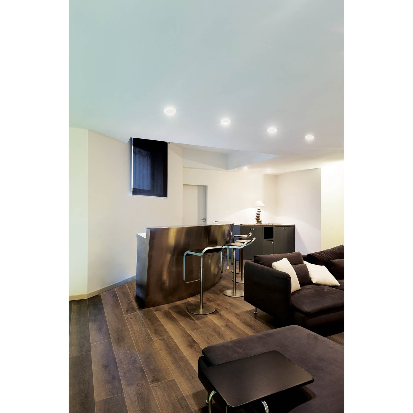 Luminario ultradelgado redondo p/empotrar 6W, luz cálida