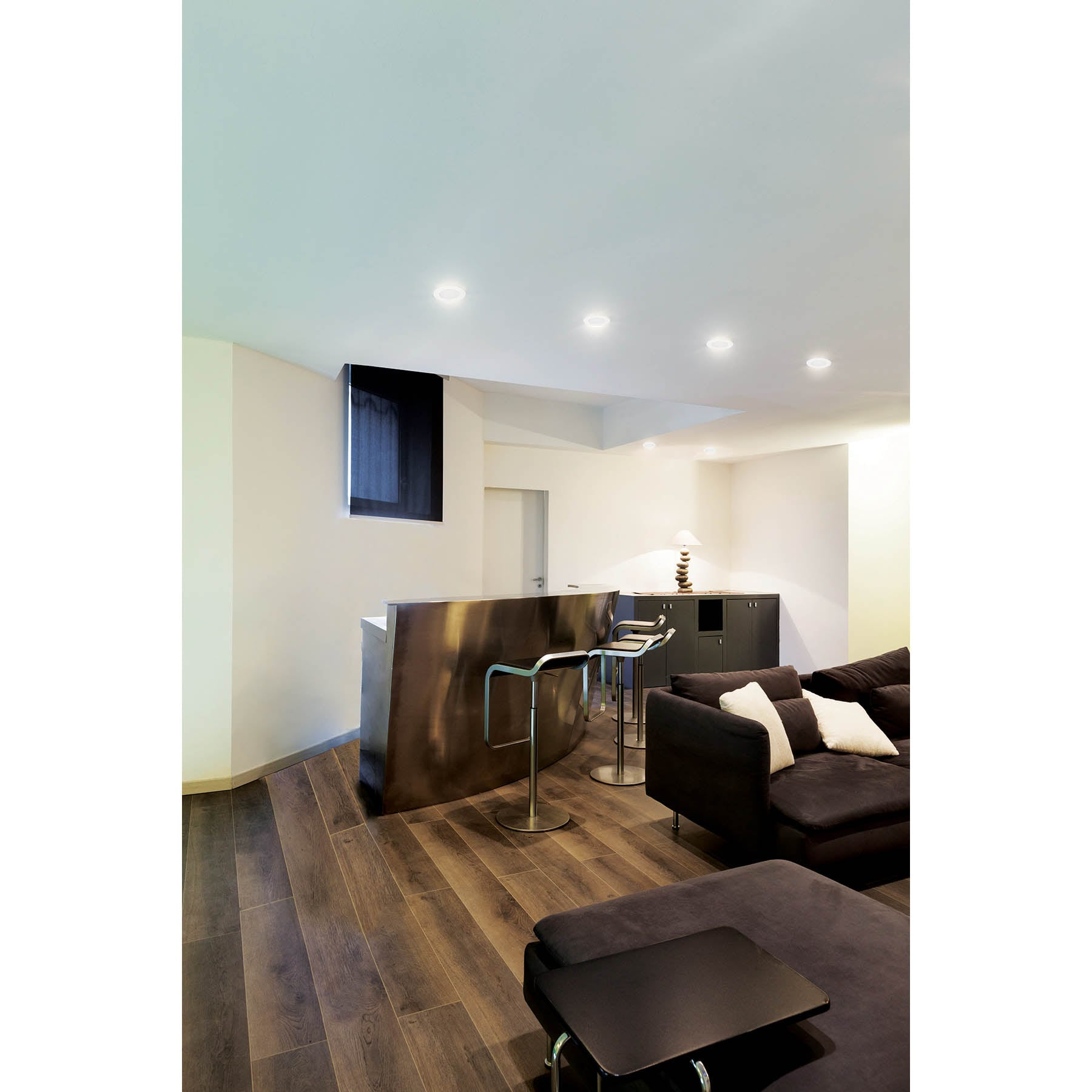 Luminario ultradelgado redondo p/empotrar 6W, luz cálida